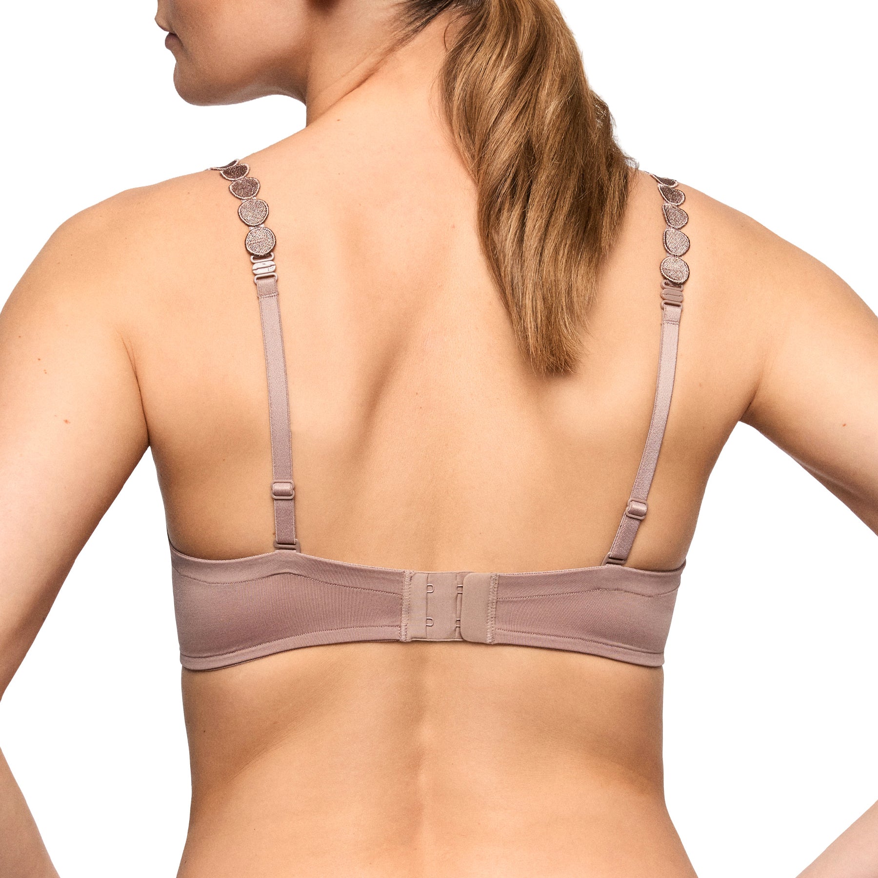 Marie Jo Jane cosmetic bra back view showing adjustable straps, hook closure and elegant embroidered strap design