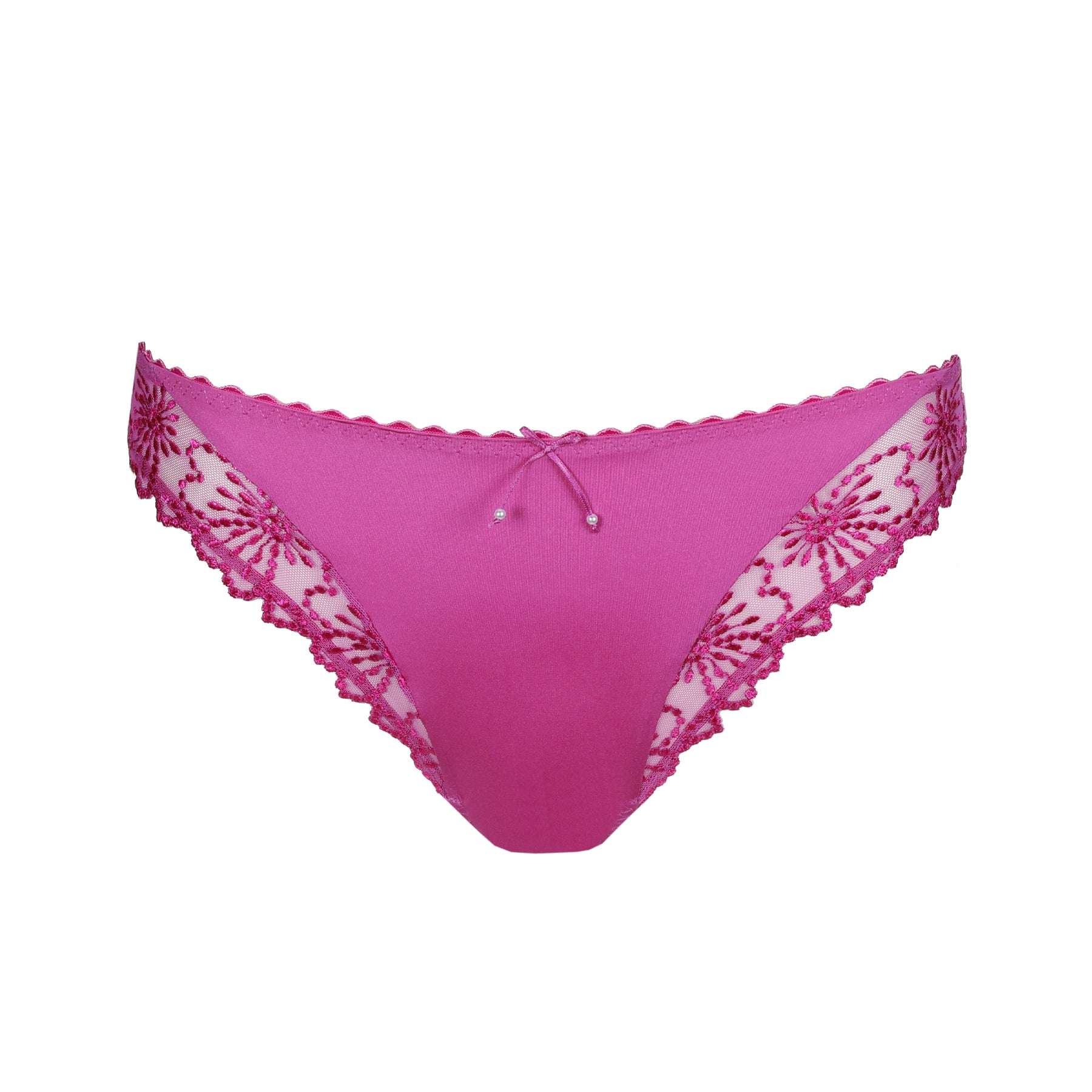 Marie Jo Jane Italian brief in Orchid Bliss laid flat showing smooth fabric and lace side panels