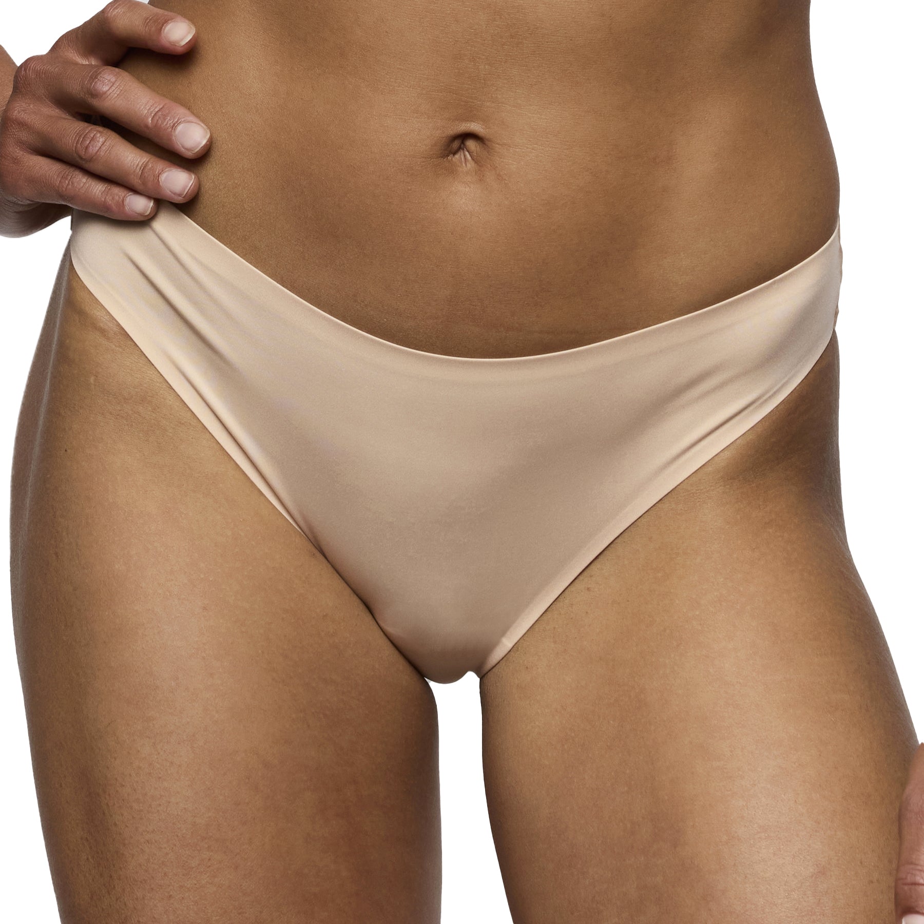 Nude seamless bikini brief with soft stretch fabric and no visible seams on the front
