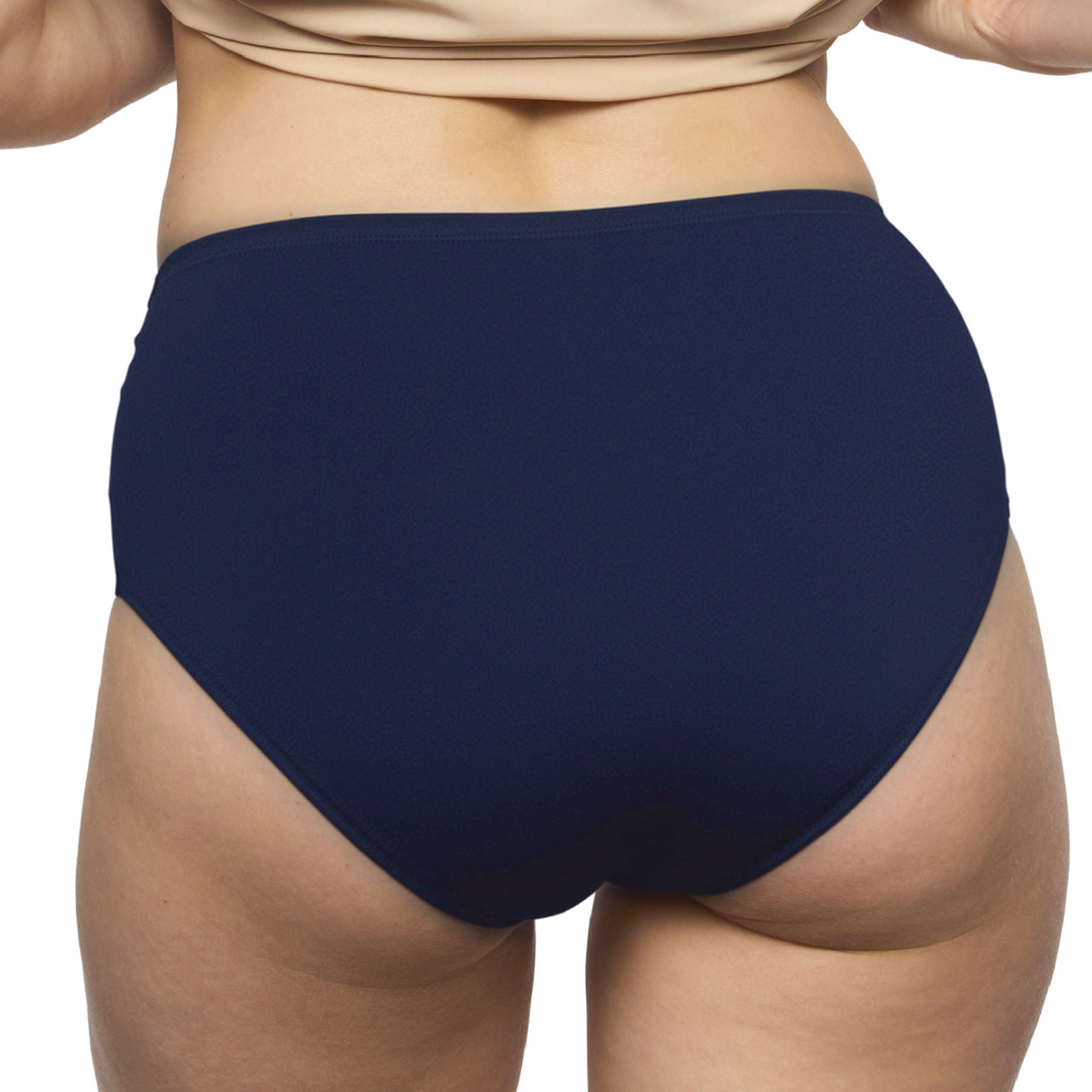 Marie Jo Full Brief in Velvet Blue featuring a seamless finish, full coverage back, and smooth fabric that disappears under clothing.