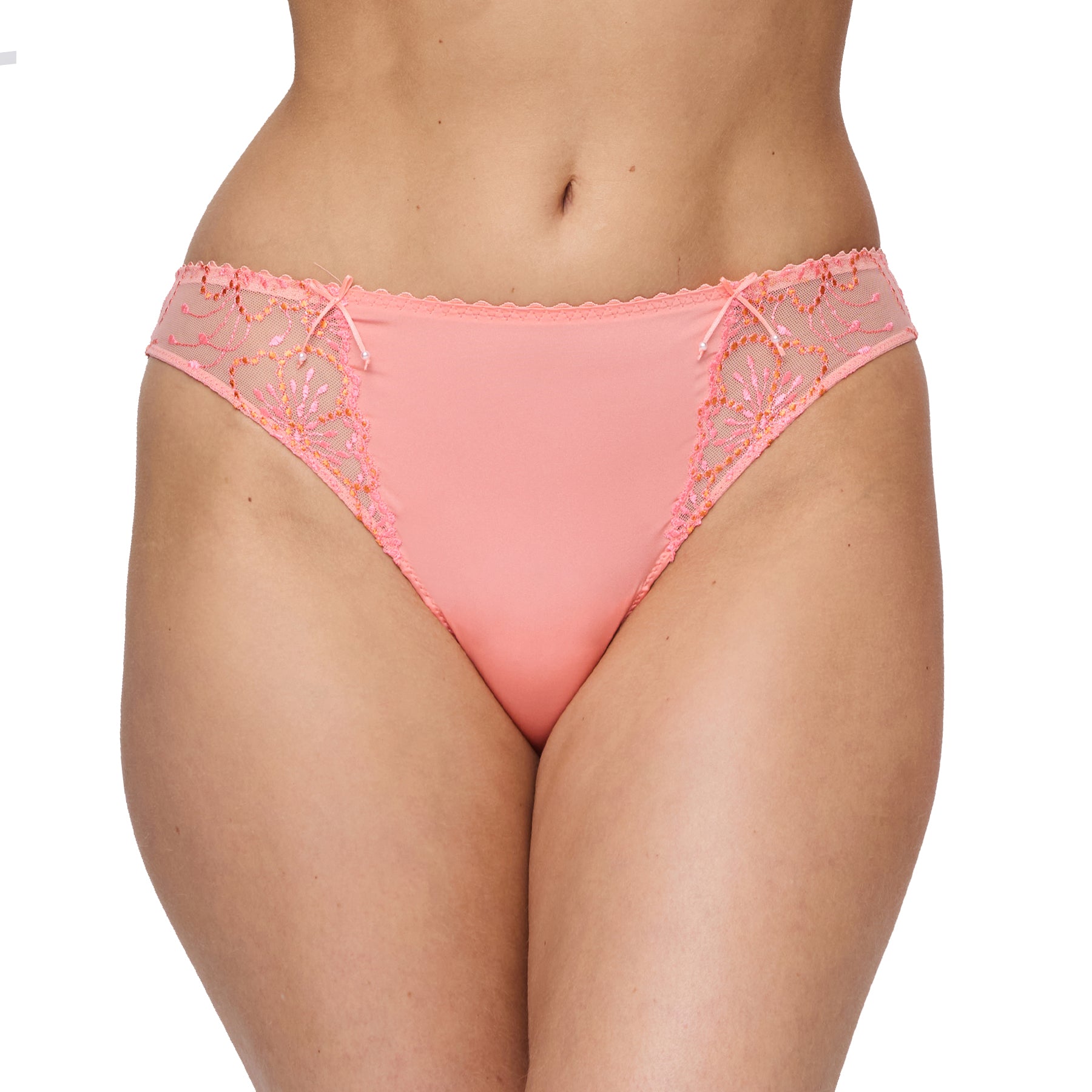 Brazilian briefs with an elegant cut and a comfortable fit. Cheerful mix of orange and pink.