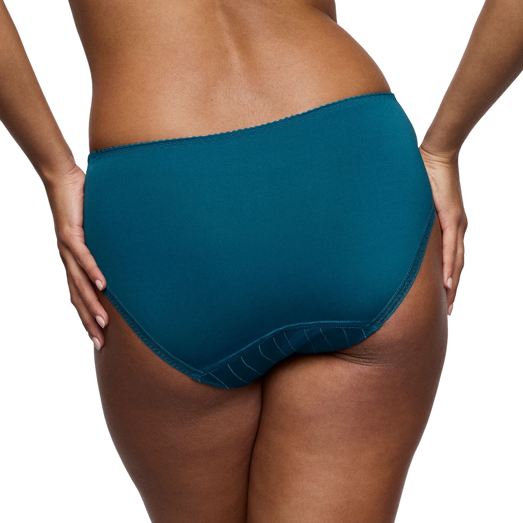Back view of PrimaDonna Deauville full brief in Peacock blue with smooth microfiber back and full coverage