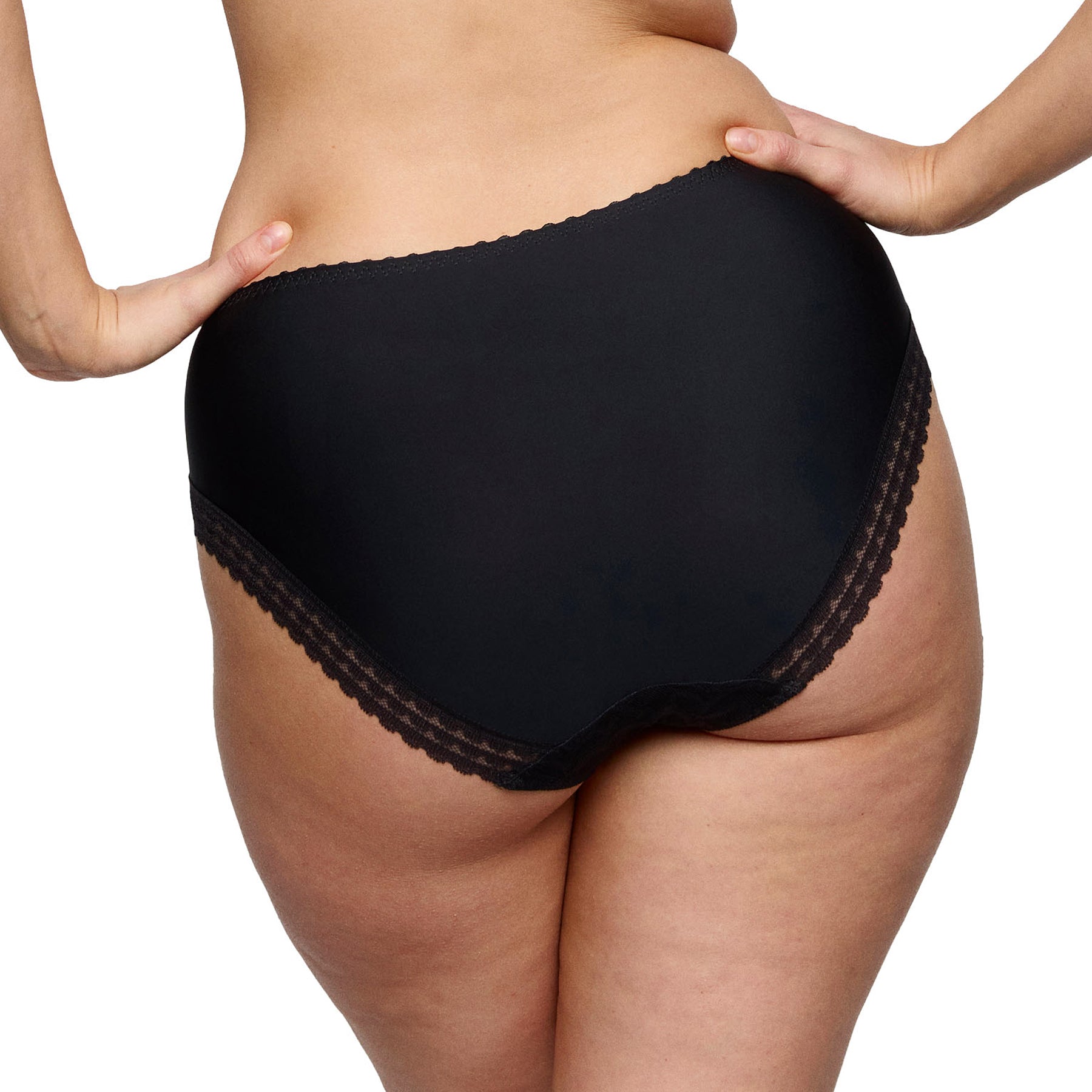 Back view of PrimaDonna Miyara Full Brief in Floral Eclipse black with delicate lace trim.