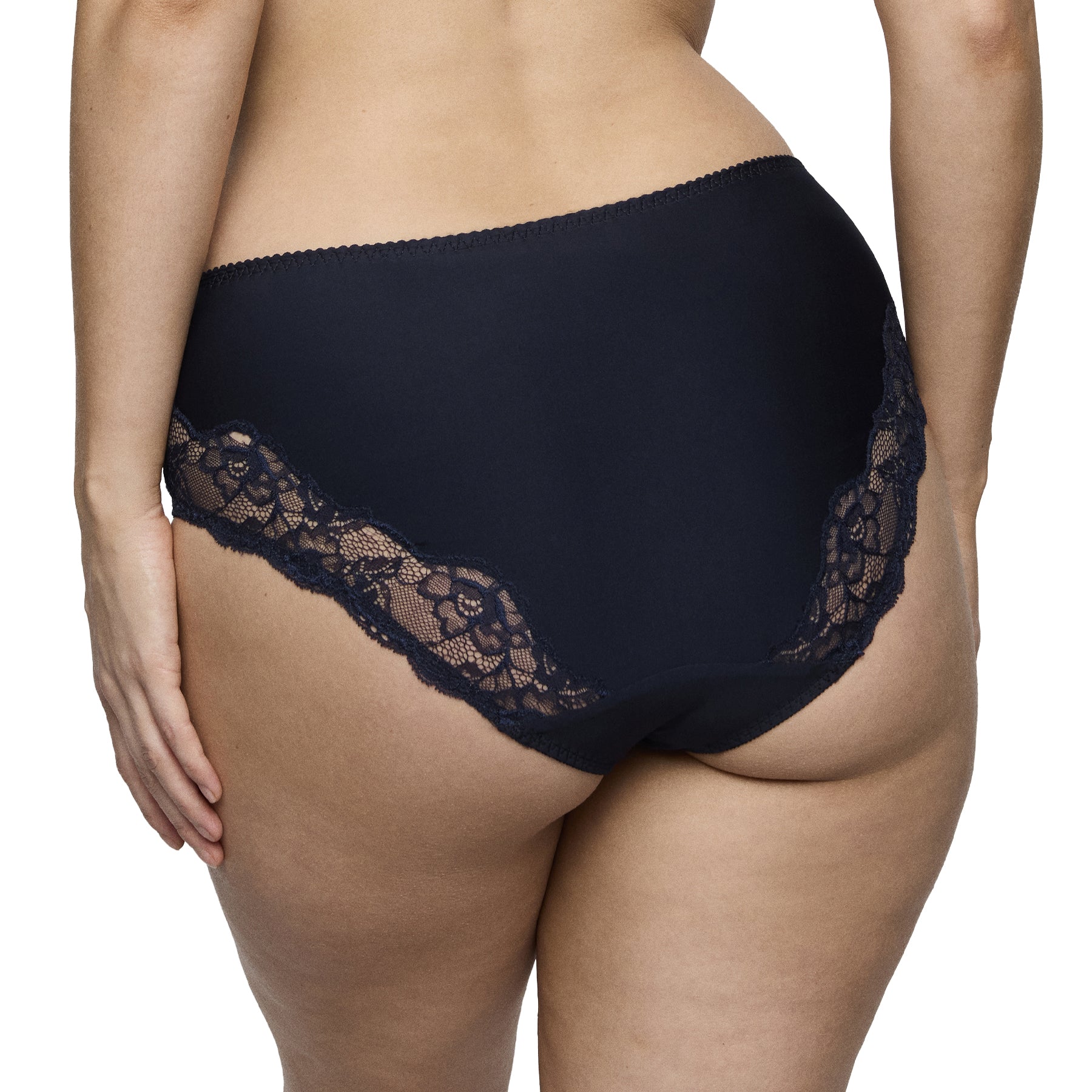PrimaDonna Madison Full Brief in Navy, a timeless basics brief featuring elegant lace accents, full coverage, and a comfortable fit for everyday wear.