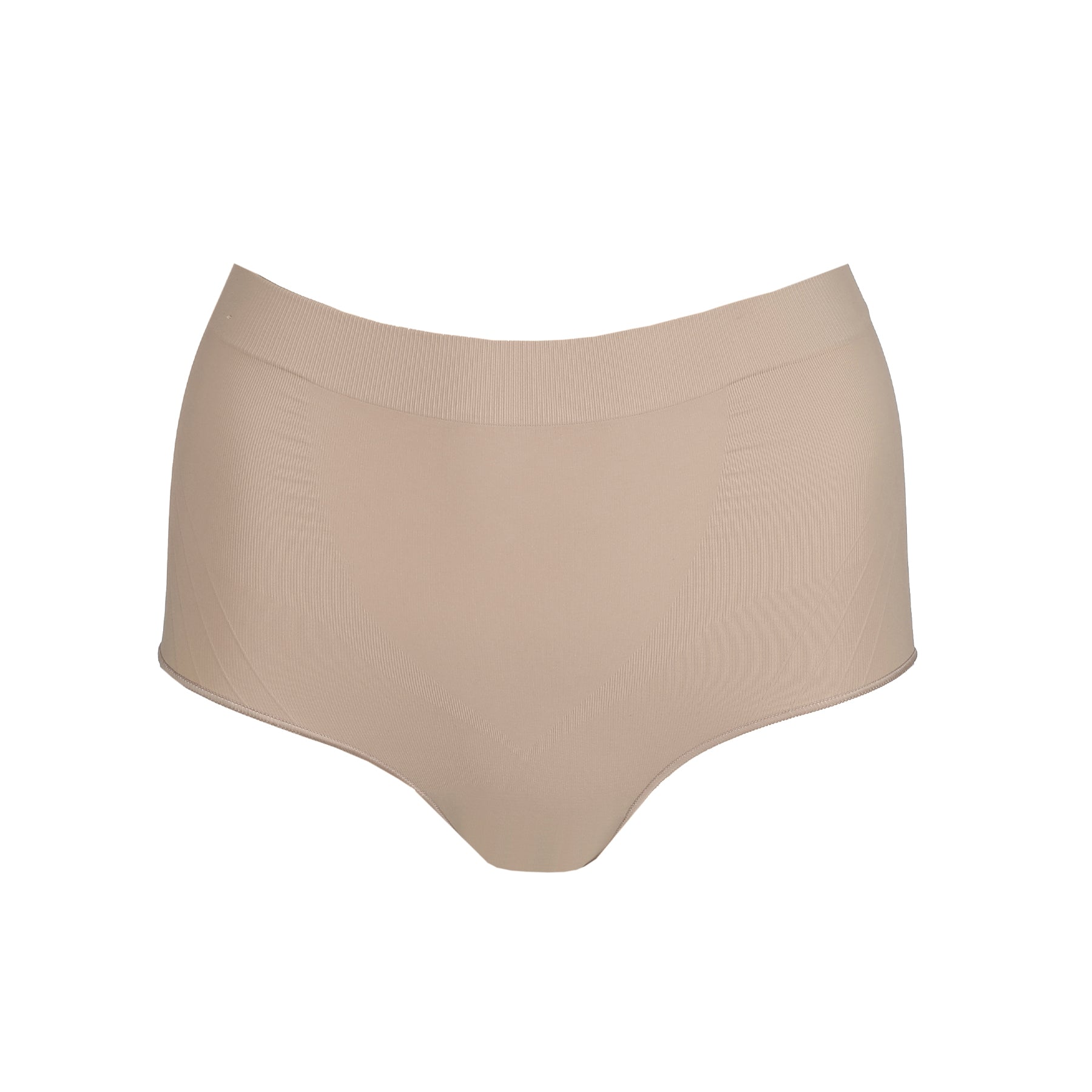 Nude seamless high-waisted control brief product image on white background