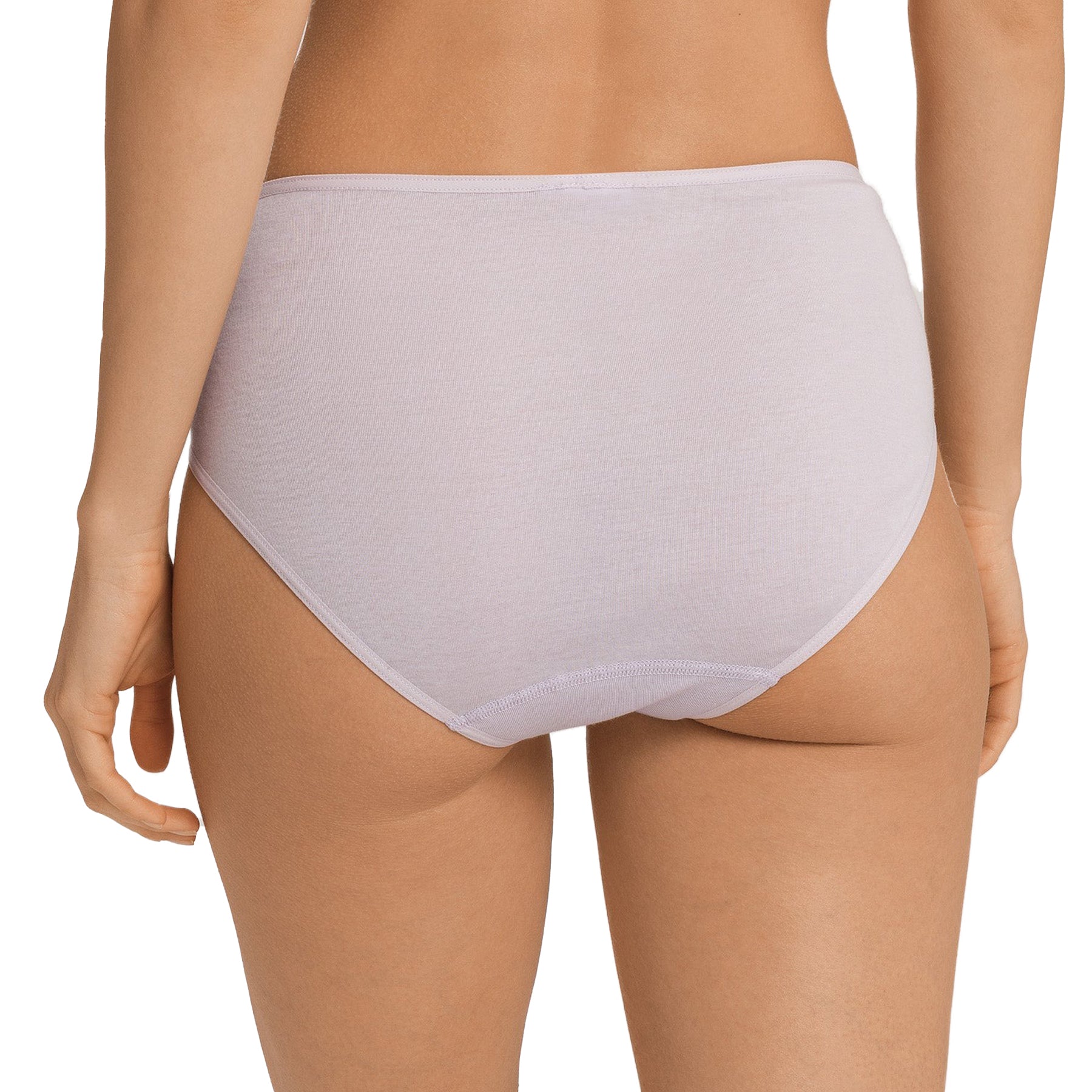 Back view of lilac full brief on model, highlighting smooth fabric and full coverage fit.