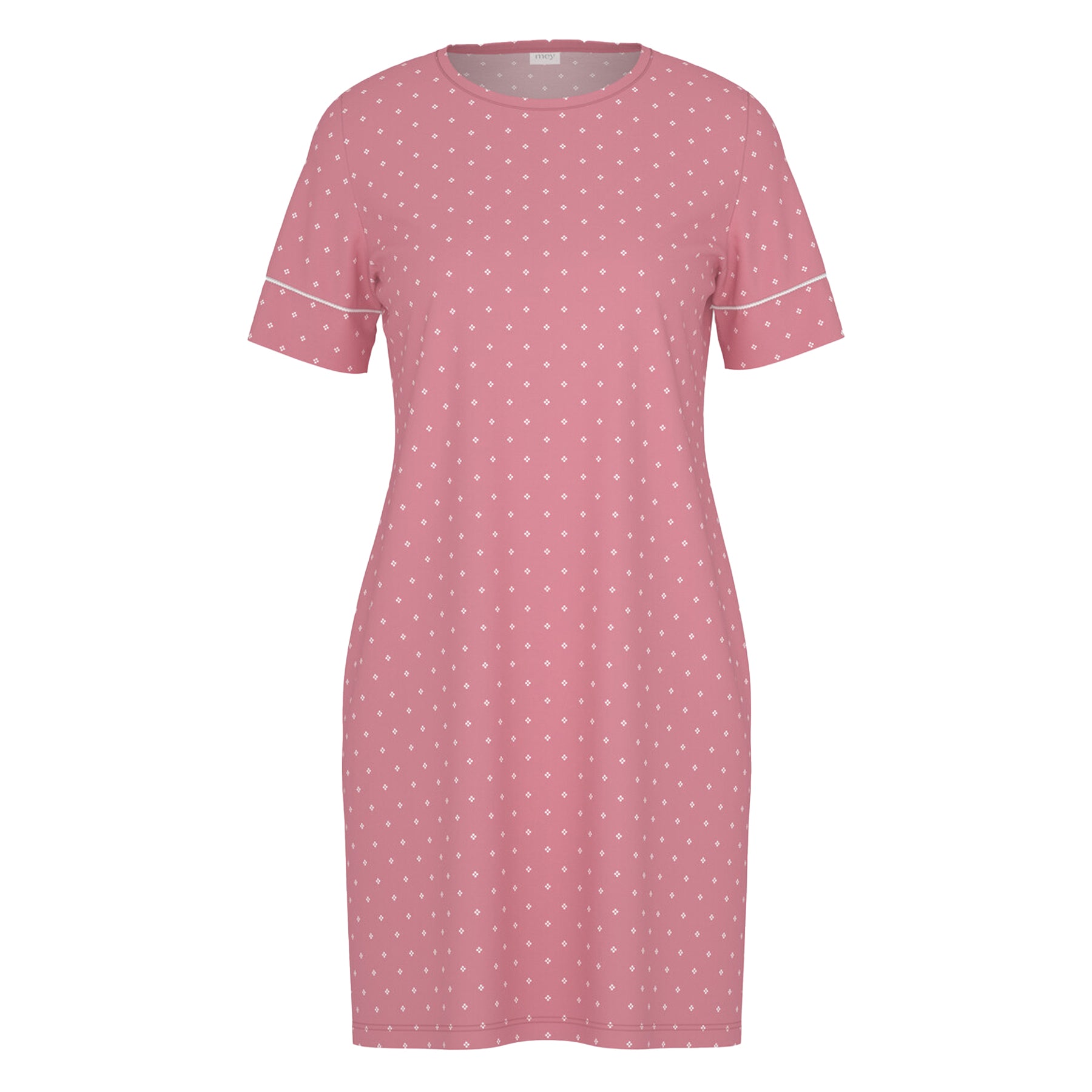 Flat lay product image of soft rosewood short sleeve nightdress with white micro print – style 1230144.