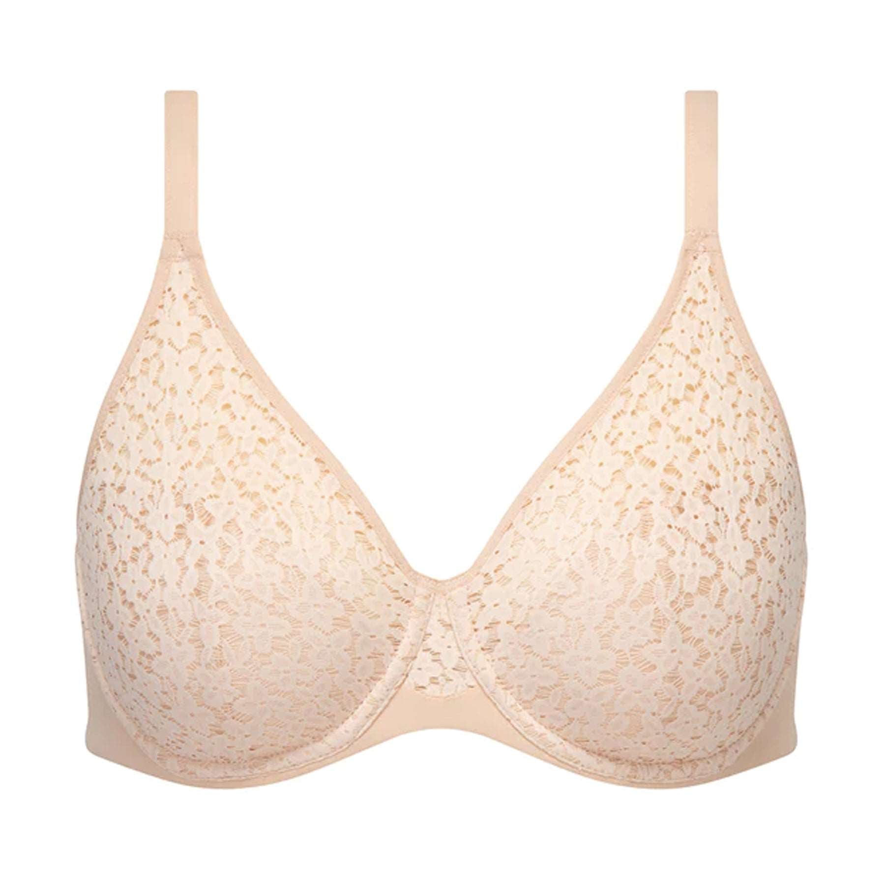 chantelle norah full cup bra golden beige 01n flat lay without model with lace coverage