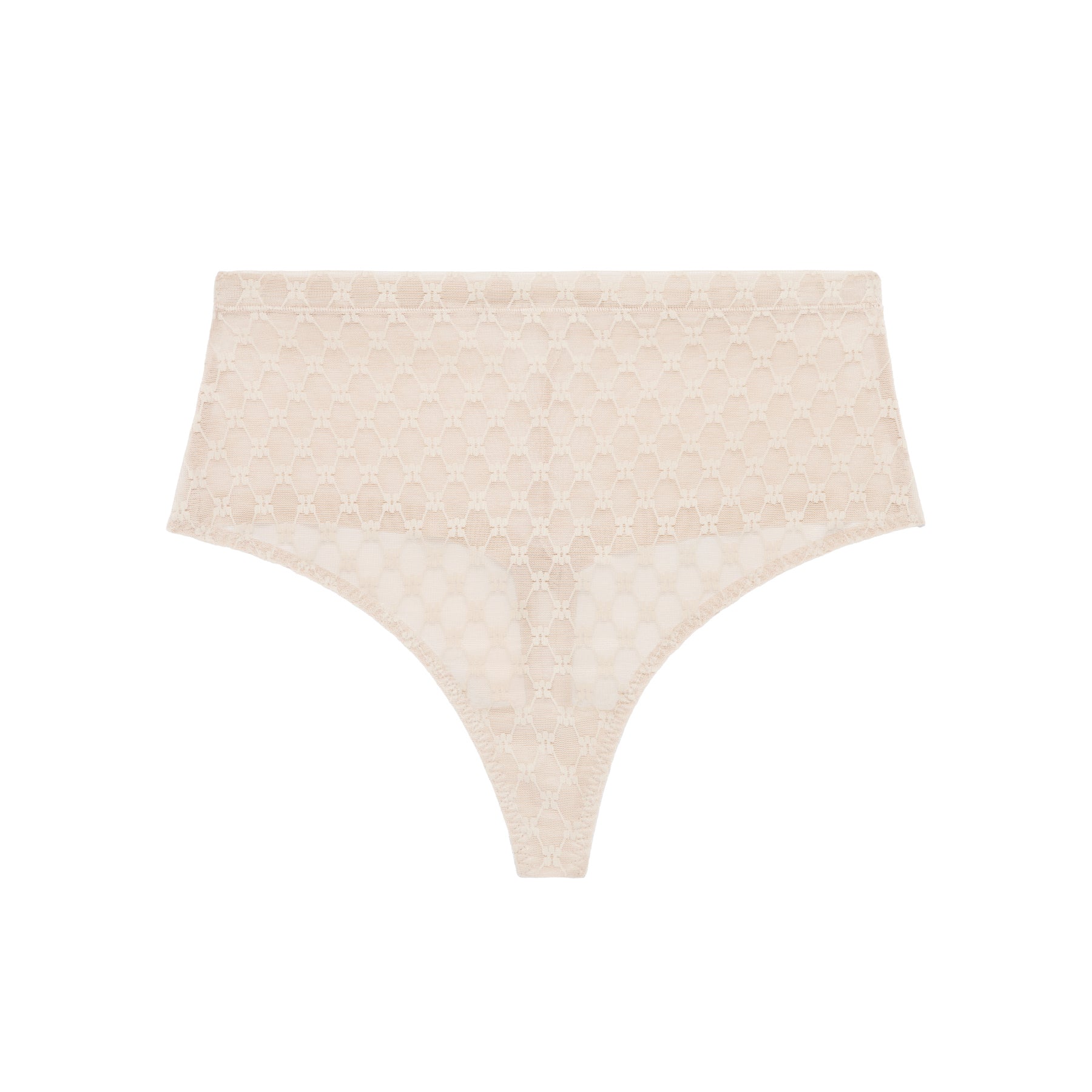 Nude lace high-waist brief, flat lay front view