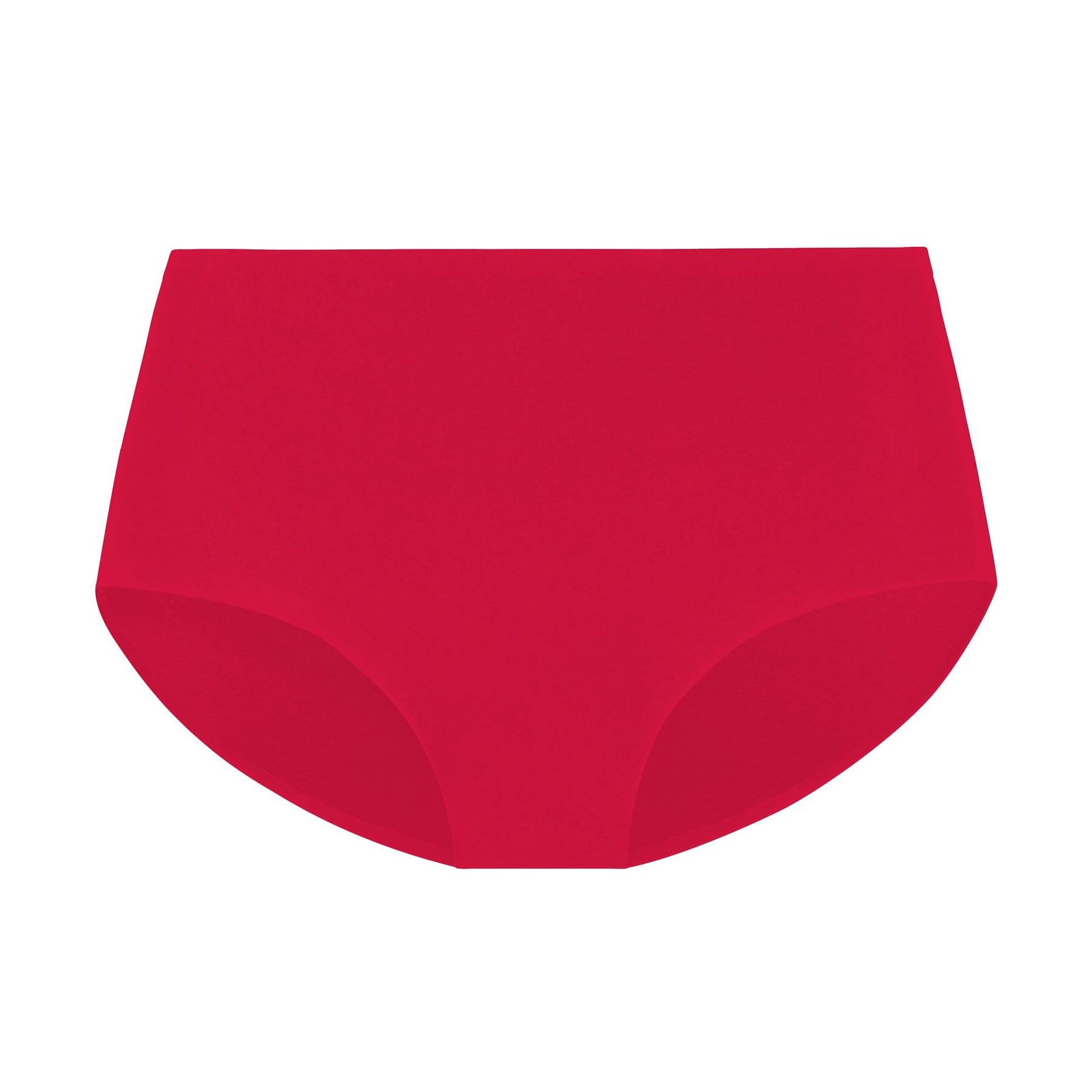 Red seamless full briefs with a smooth, minimalist design and full-coverage silhouette.