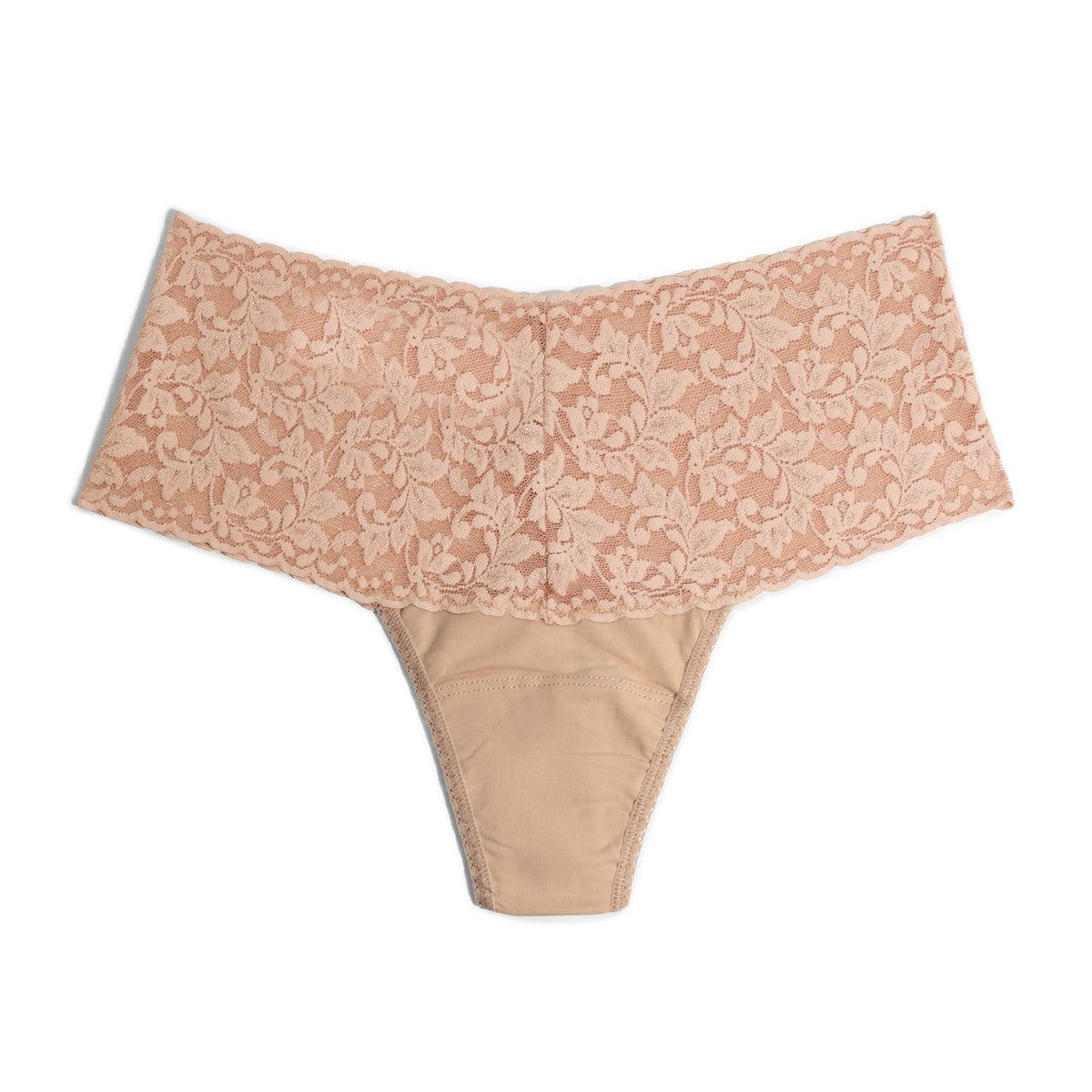 Chai floral lace boyshort panties with a wide lace waistband and soft fabric gusset, shown flat against a white background.