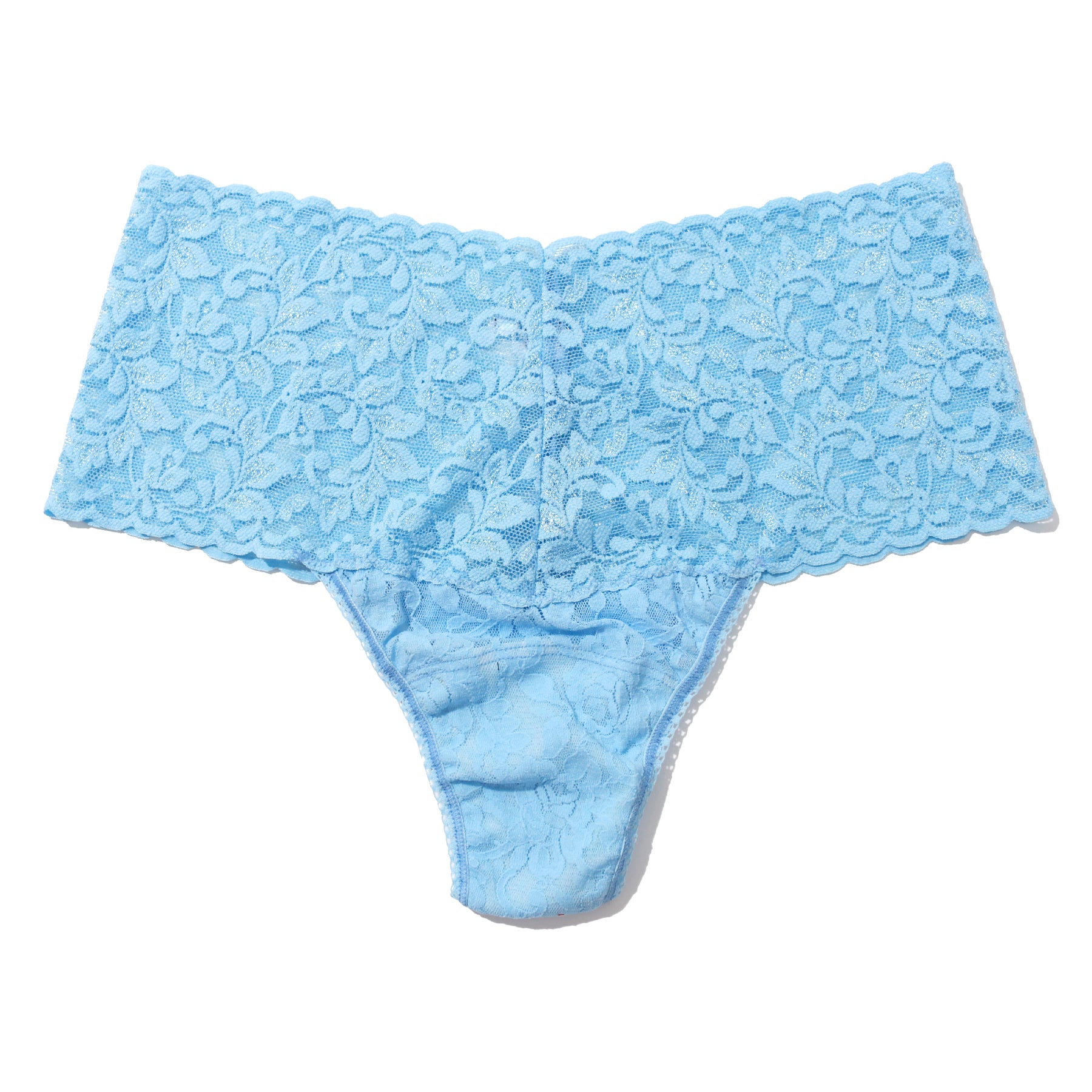 Light blue lace underwear on a white background