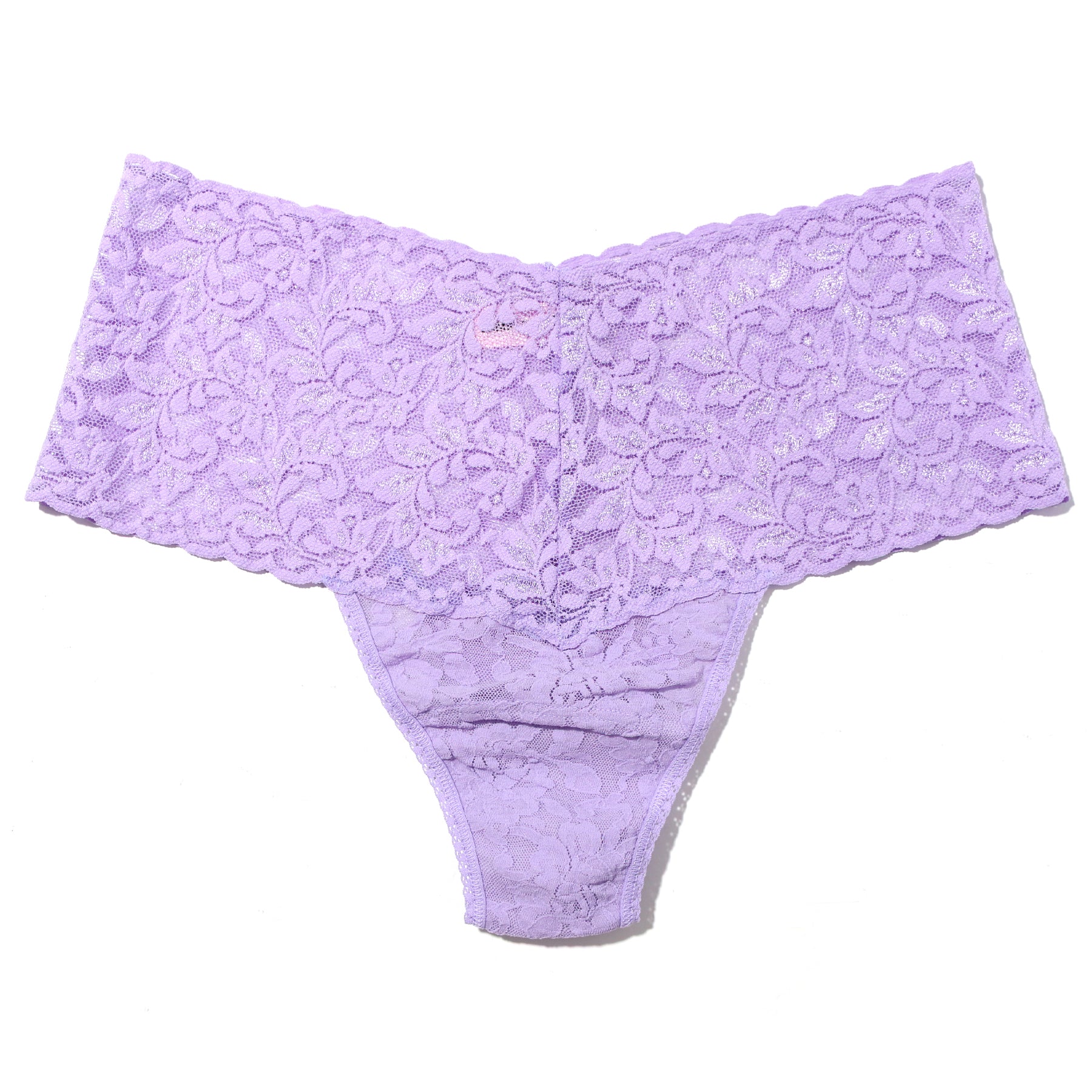 Purple lace underwear on a white background
