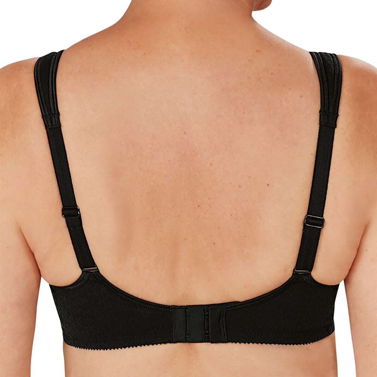 Amoena wireless bra Mona in black rear view on model