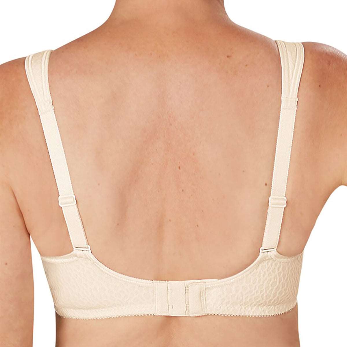 Amoena wireless bra Mona in champagne ivory rear view on model