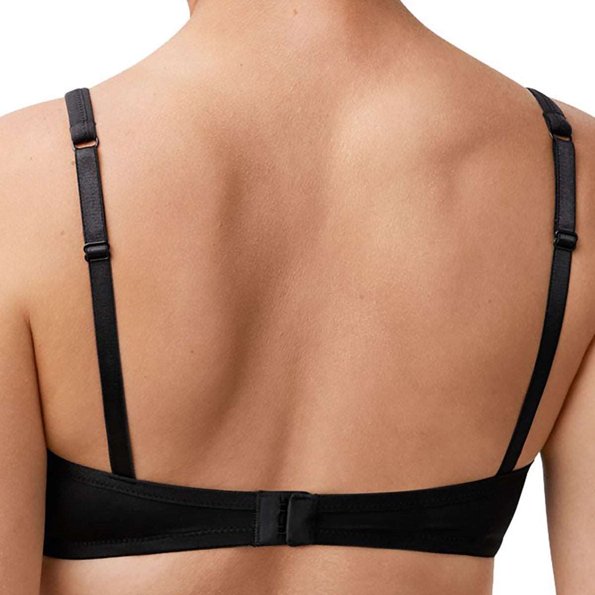 Amoena wireless molded Lara bra in black on model rear view