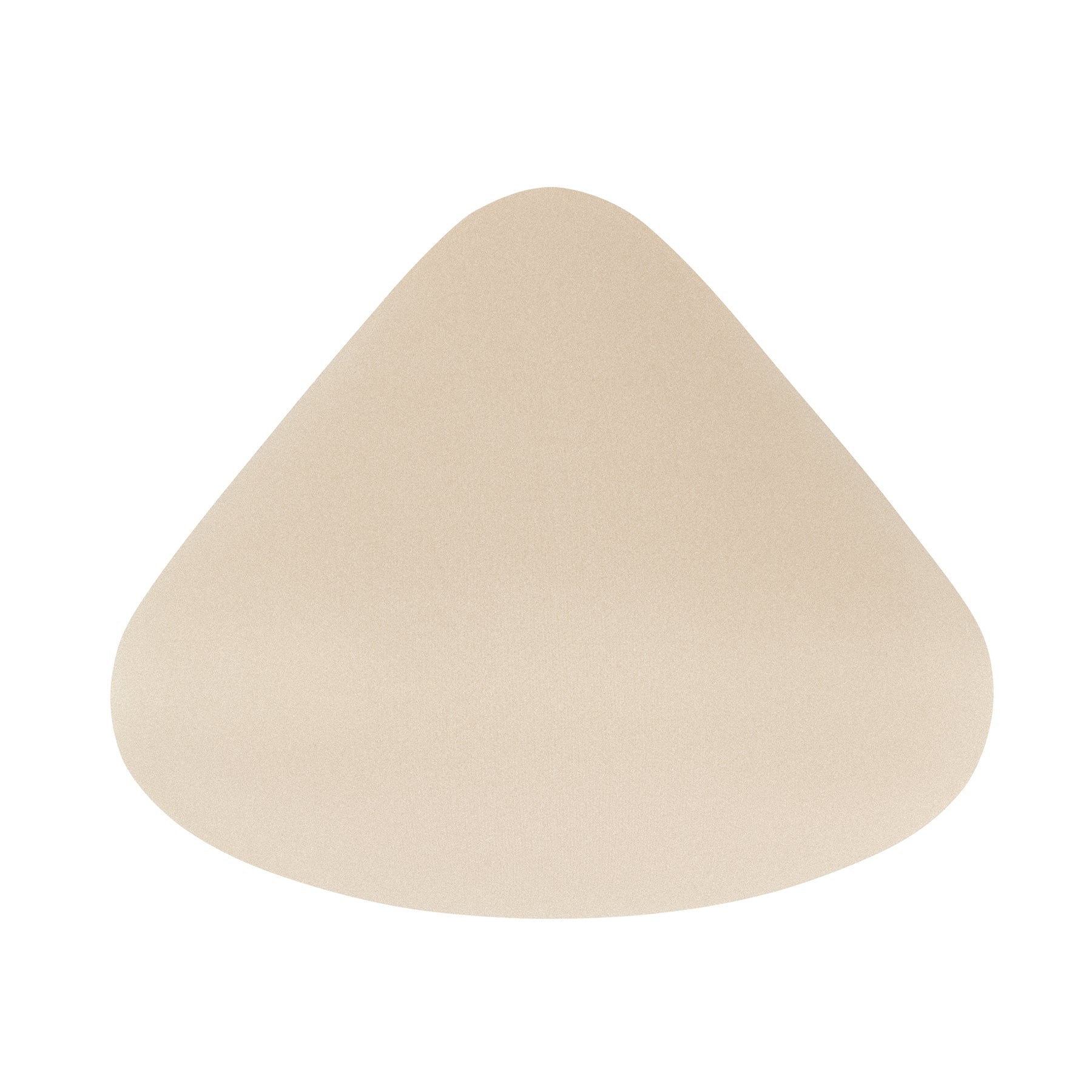 Front view of Amoena Priform 216 breast prosthesis in nude colour, featuring a smooth, natural-looking triangular shape designed for a comfortable fit.