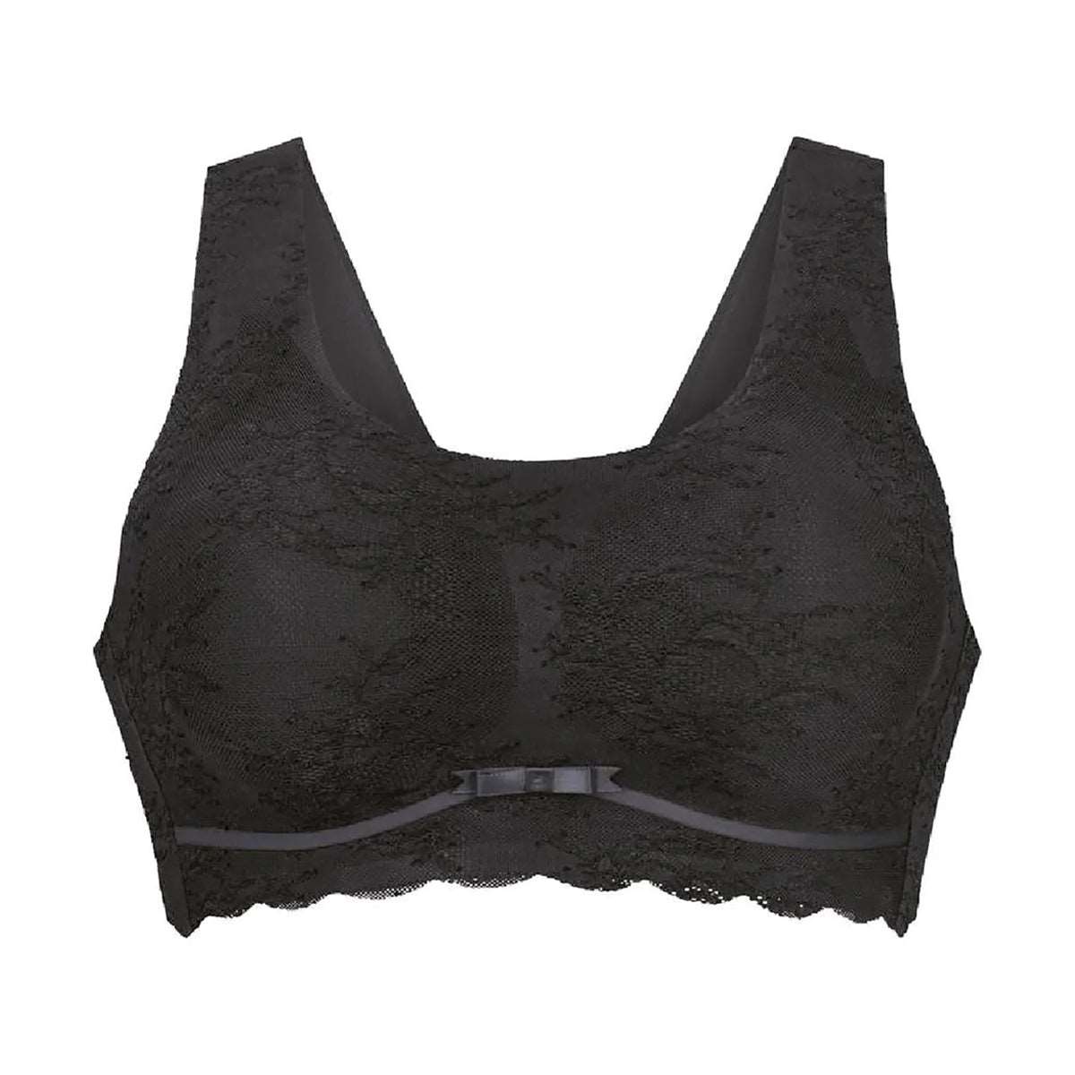 Anita Essentials Lace wireless moulded Bralette in anthracite grey, front view without model.
