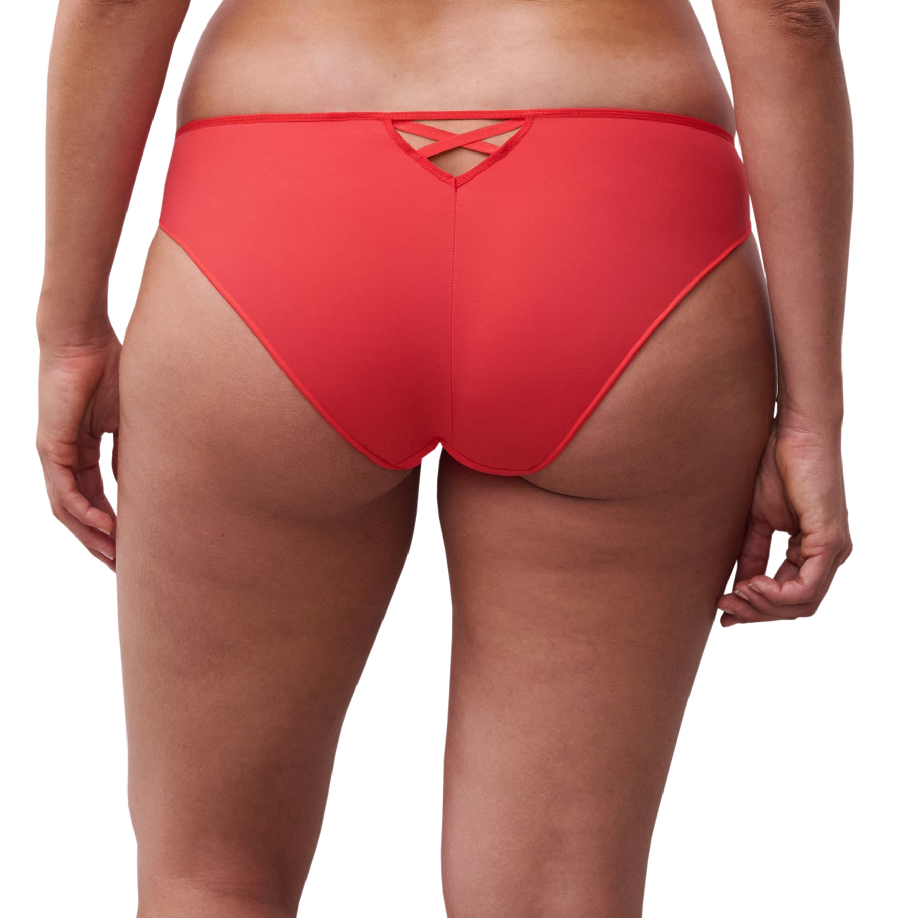 Red bikini bottom on a white background