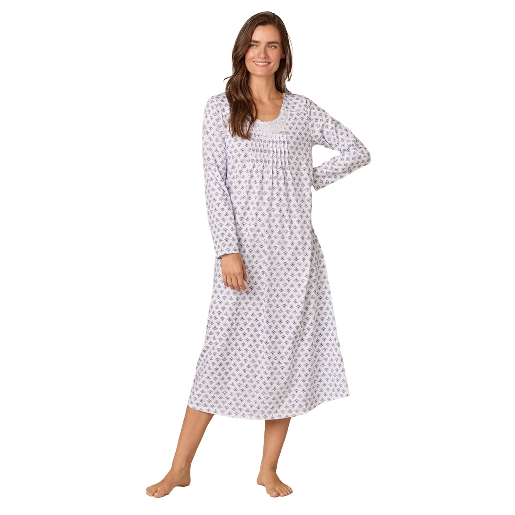 Carole Hochman Blue Medallion Long Sleeve Gown