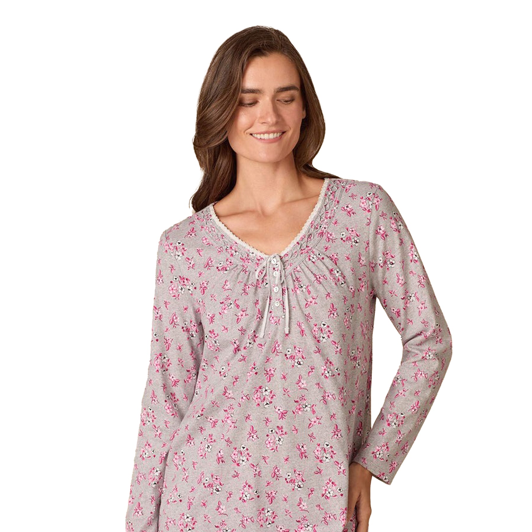 Carole Hochman Holiday Floral Long Sleeve Gown