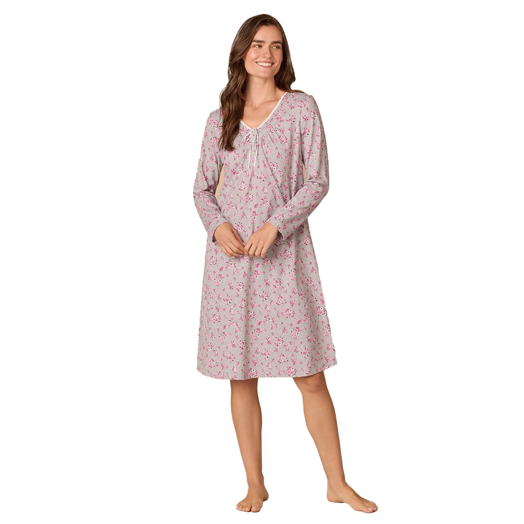 Carole Hochman Holiday Floral Long Sleeve Gown