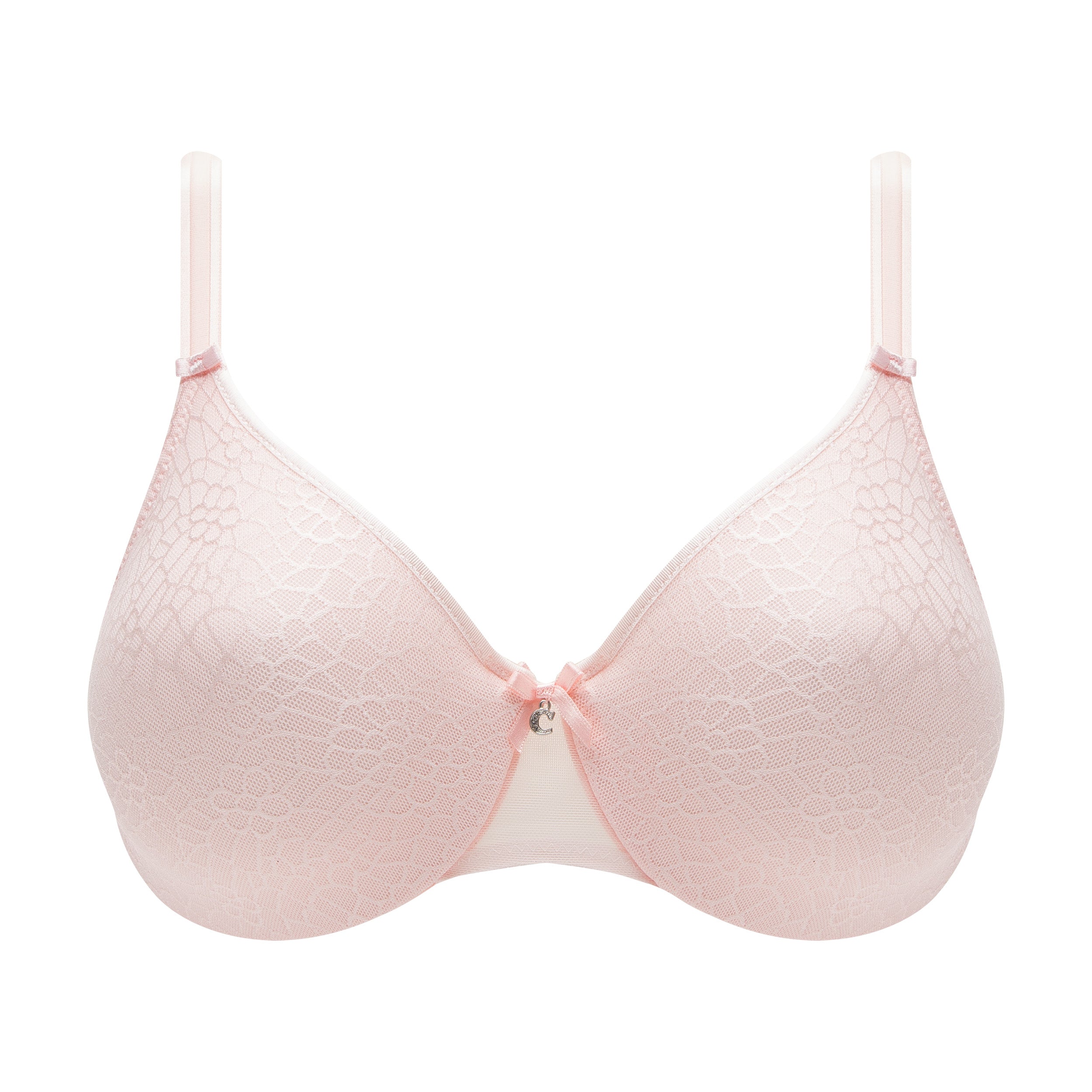 Chantelle C1891 C Magnifique seamless minimizing full cup bra in sugar pink 0JW. Flat lay without model.