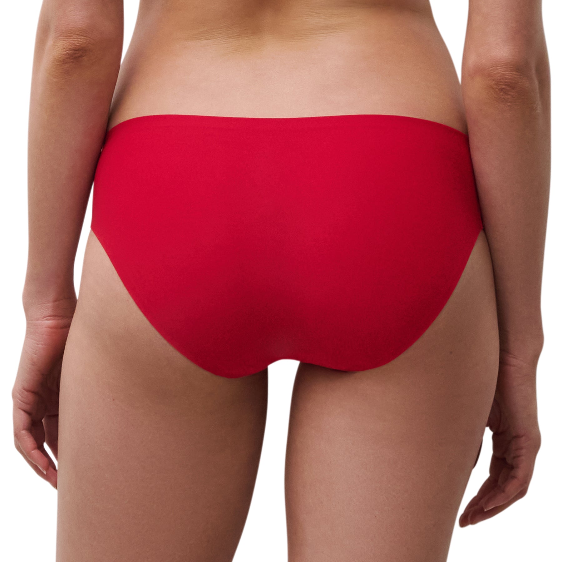 Back view of Chantelle Soft Stretch Bikini Panty in Poppy Red – full coverage with a smooth, elastic-free edge.