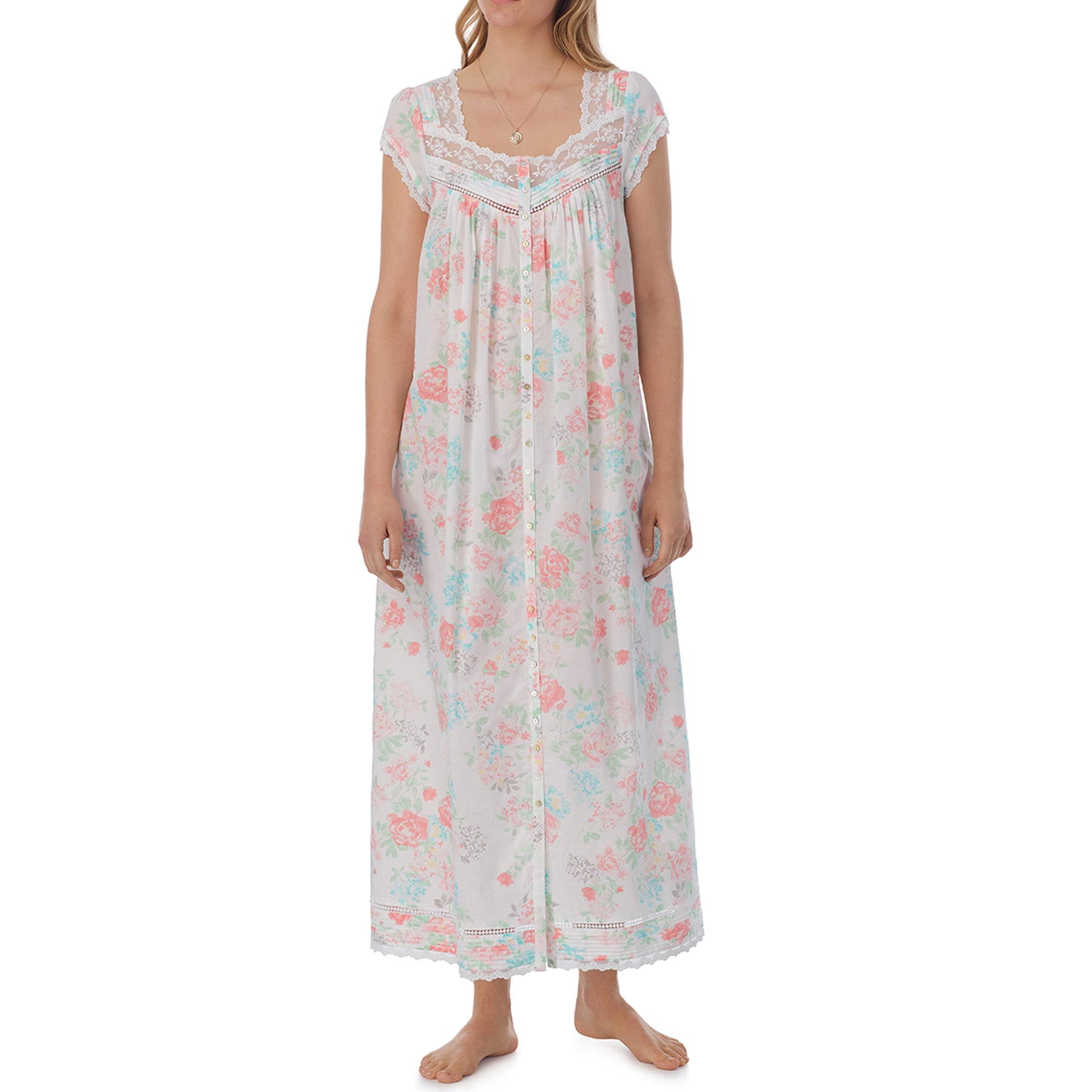 Eileen West Short Sleeve Button Gown