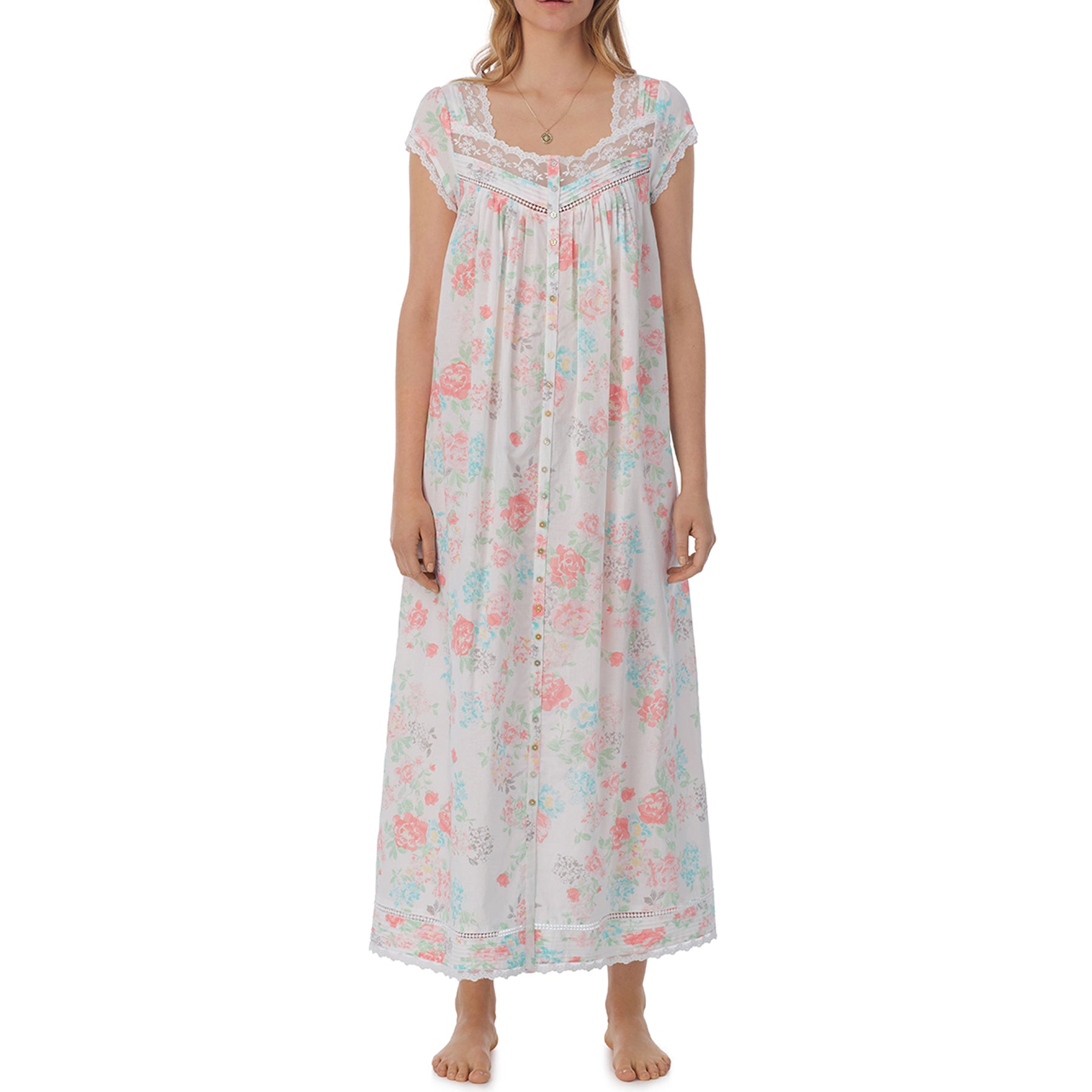 Eileen West Short Sleeve Button Gown