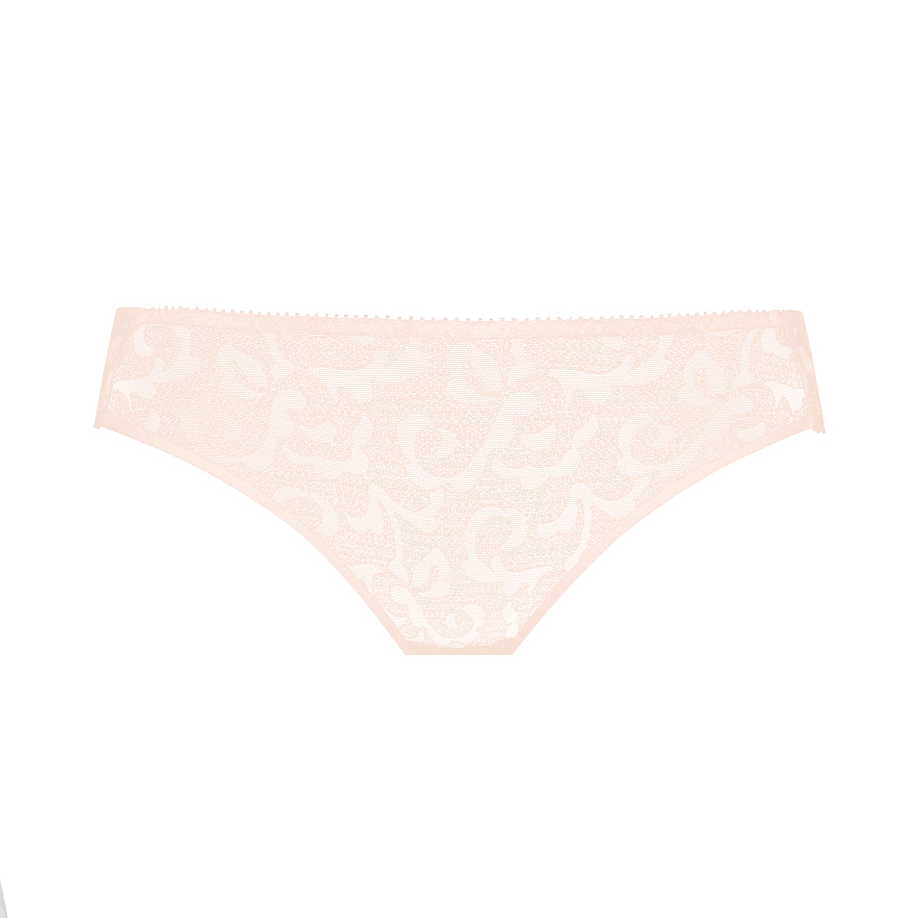 Empreinte Leia Embroidered Bikini Panty in Pink Paradise - front view with delicate scrollwork lace pattern
