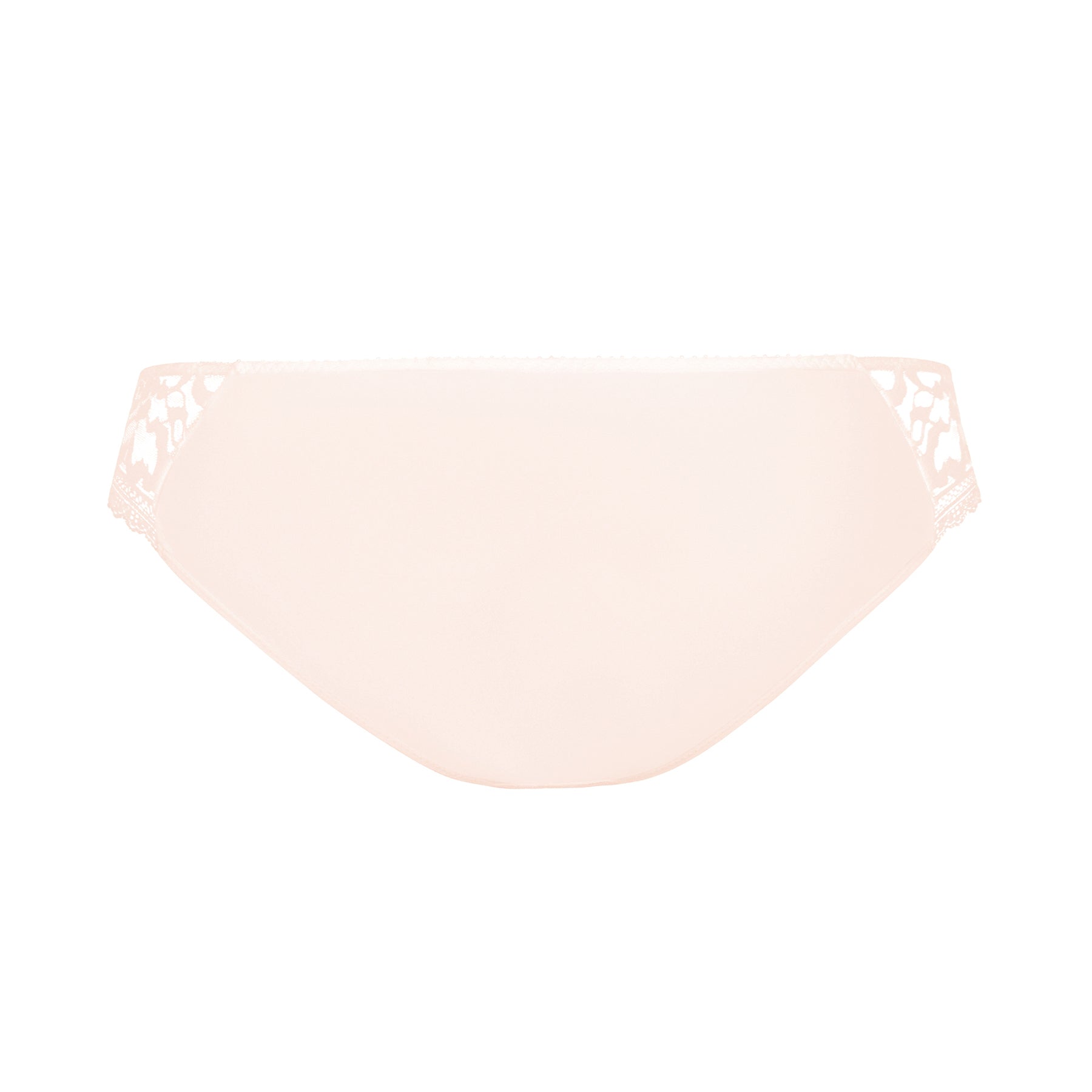 Empreinte Leia Bikini Panty in Pink Paradise - flat back view showcasing clean microfiber finish and lace-trimmed sides