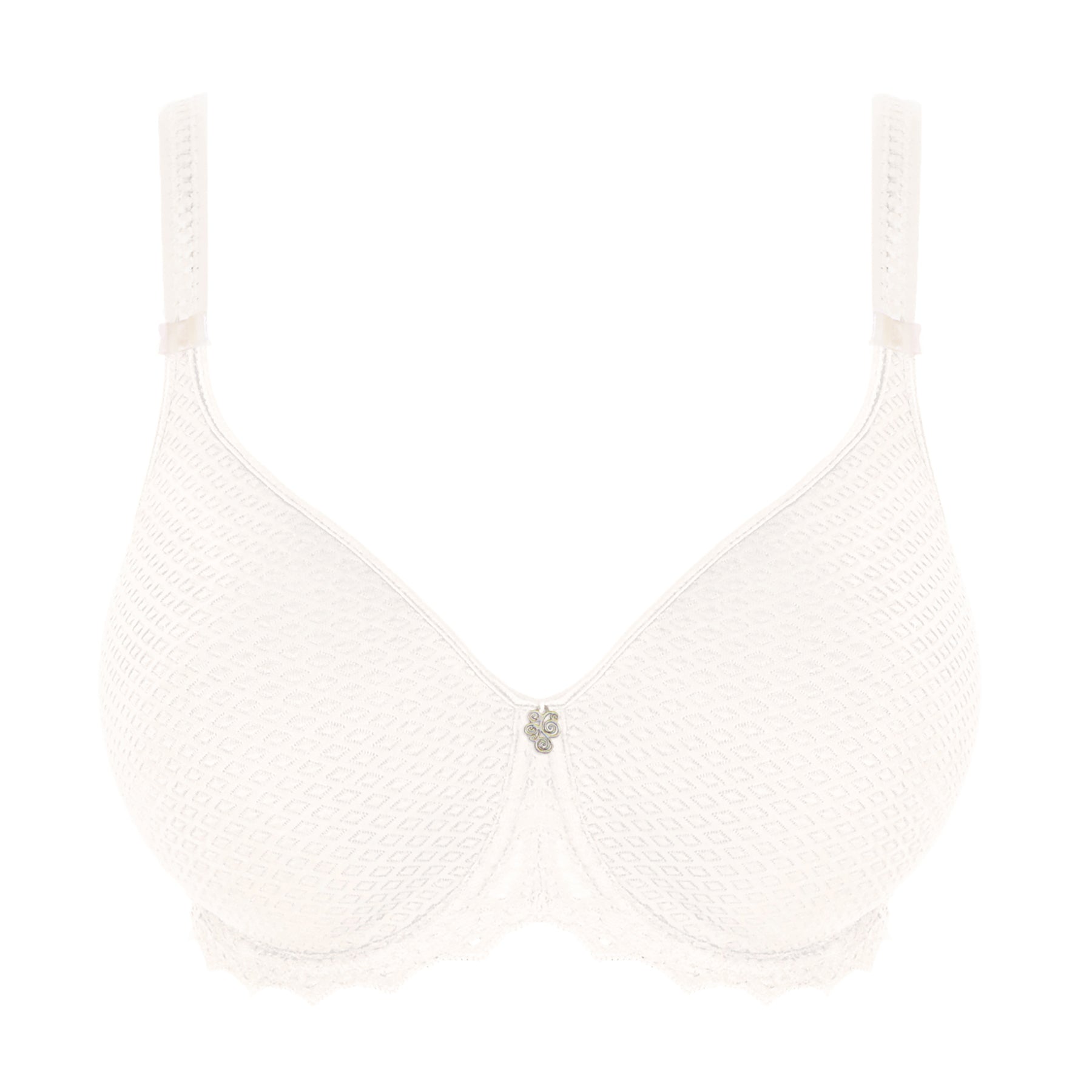 Empreinte Cassiopee molded full cup bra in silk tone with seamless jacquard fabric and refined lace details.