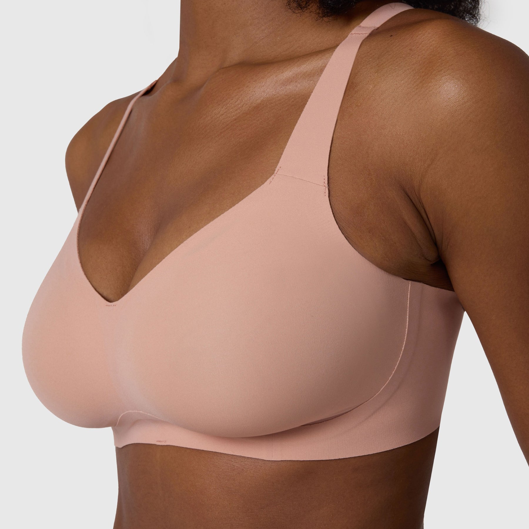Close-up front view of Evelyn & Bobbie Himalayan Salt Beyond Wireless Bra showing smooth, seamless cups