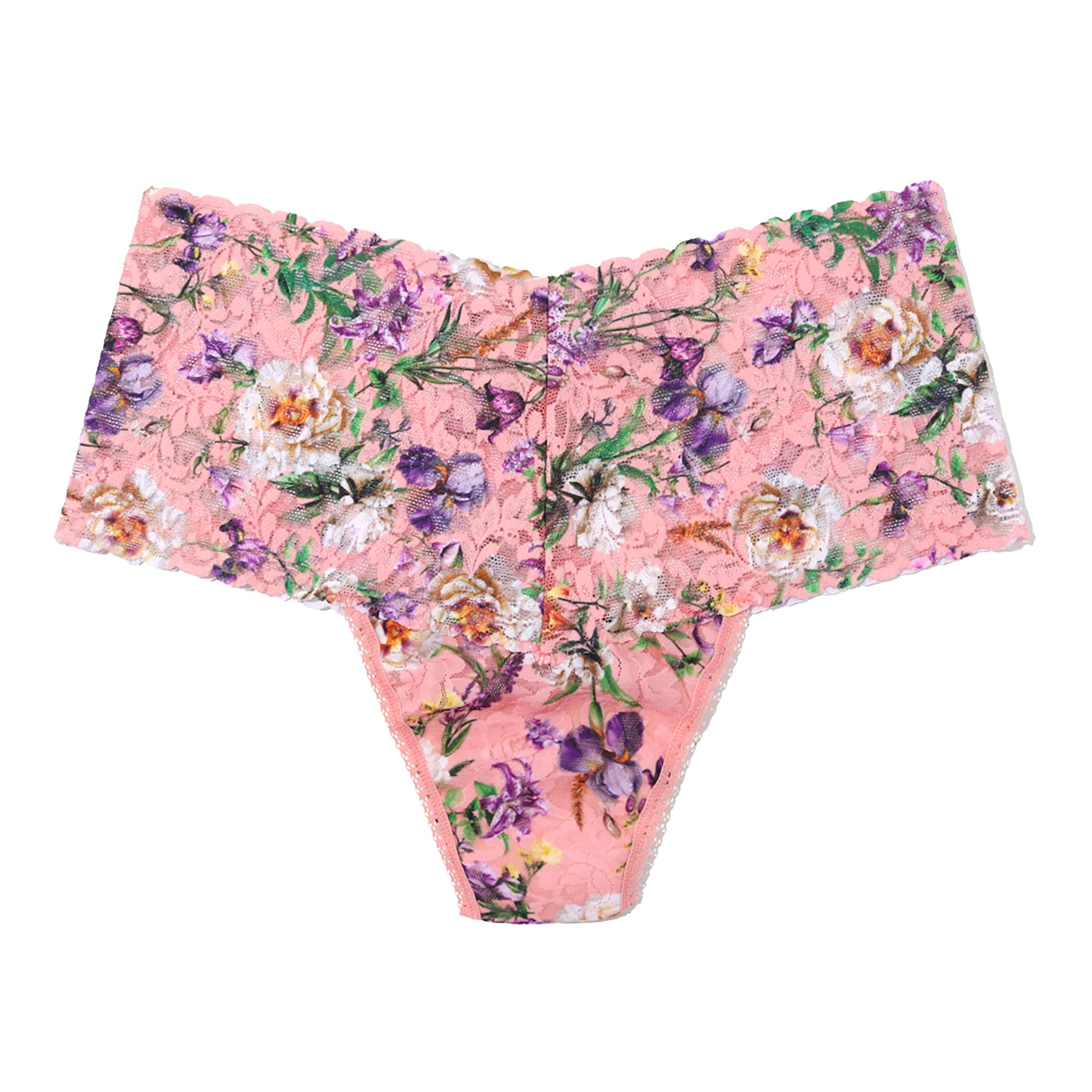Hanky Panky PR9K1926 Printed retro thong in Fawning Flora. Flat lay, without model.