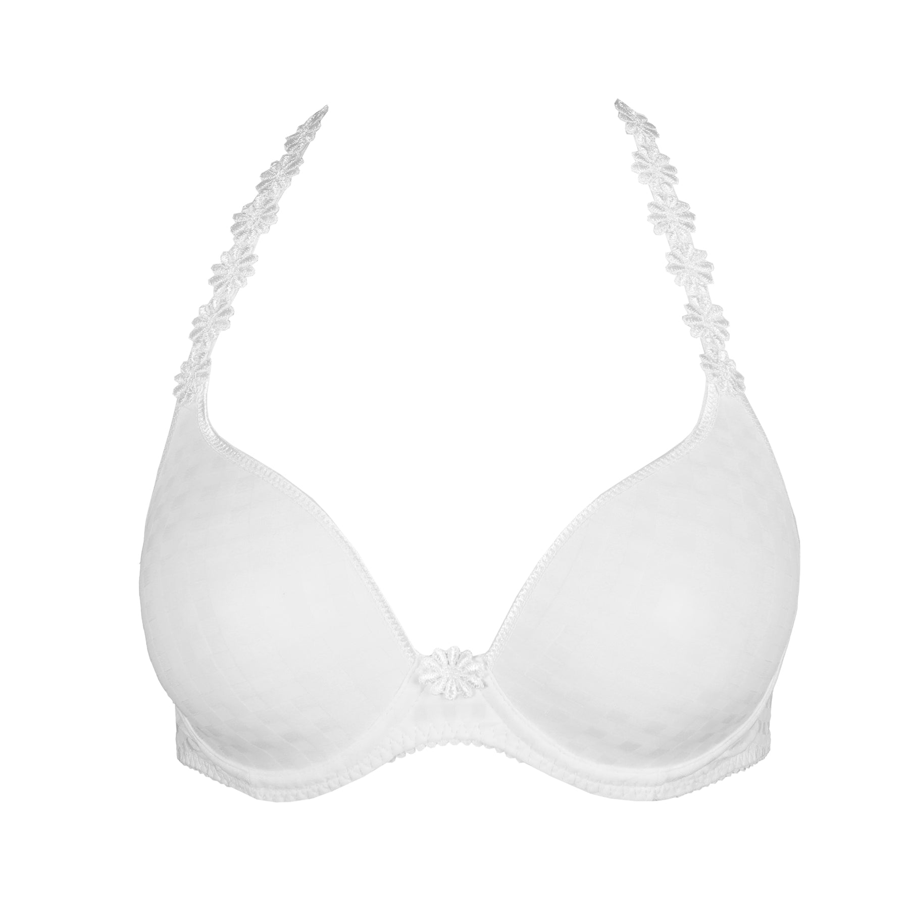 Marie Jo Avero Balcony Padded Heart Bra in White – studio product image with halter straps