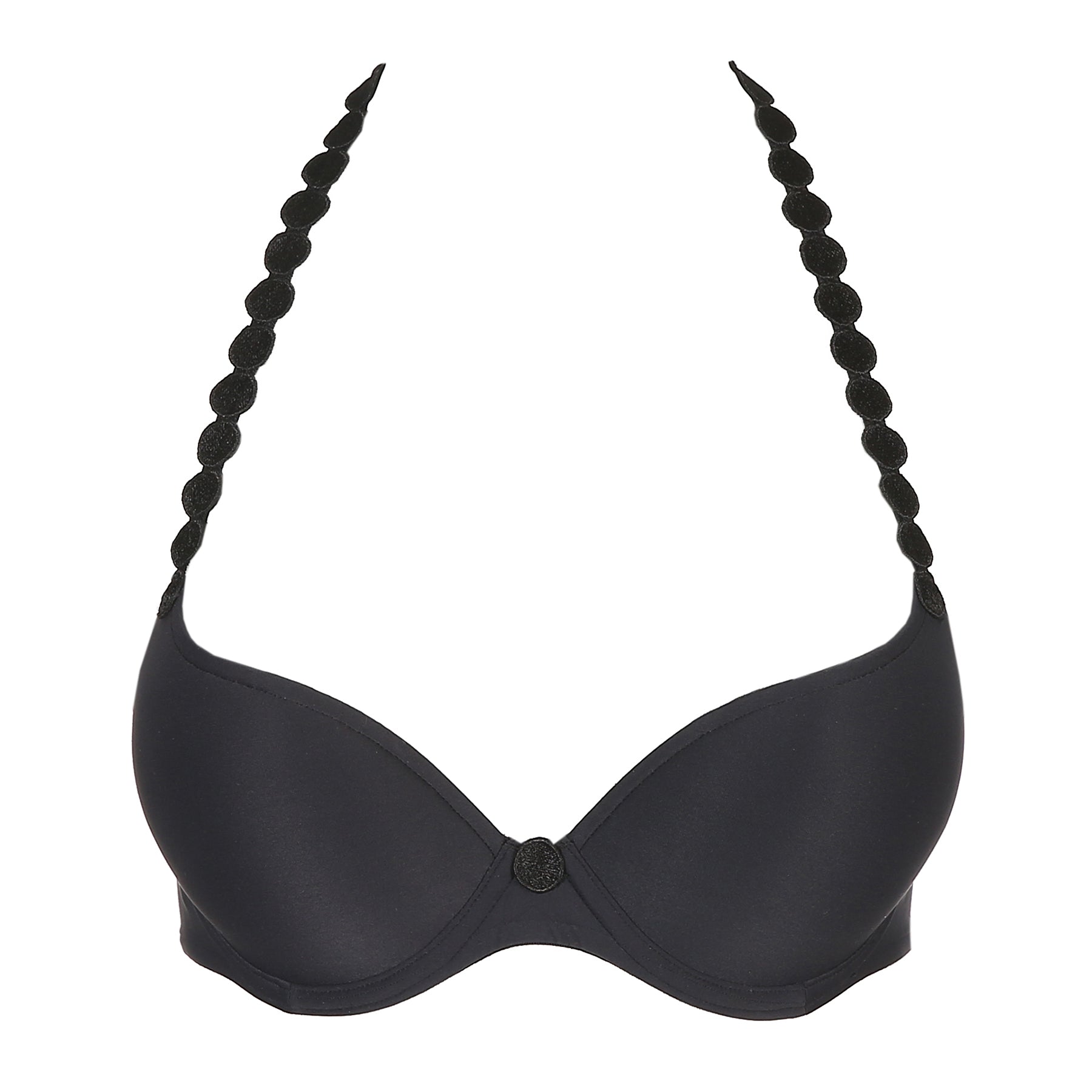 Marie Jo Tom Push-Up Bra in Charcoal Black on white background - halter strap layout
