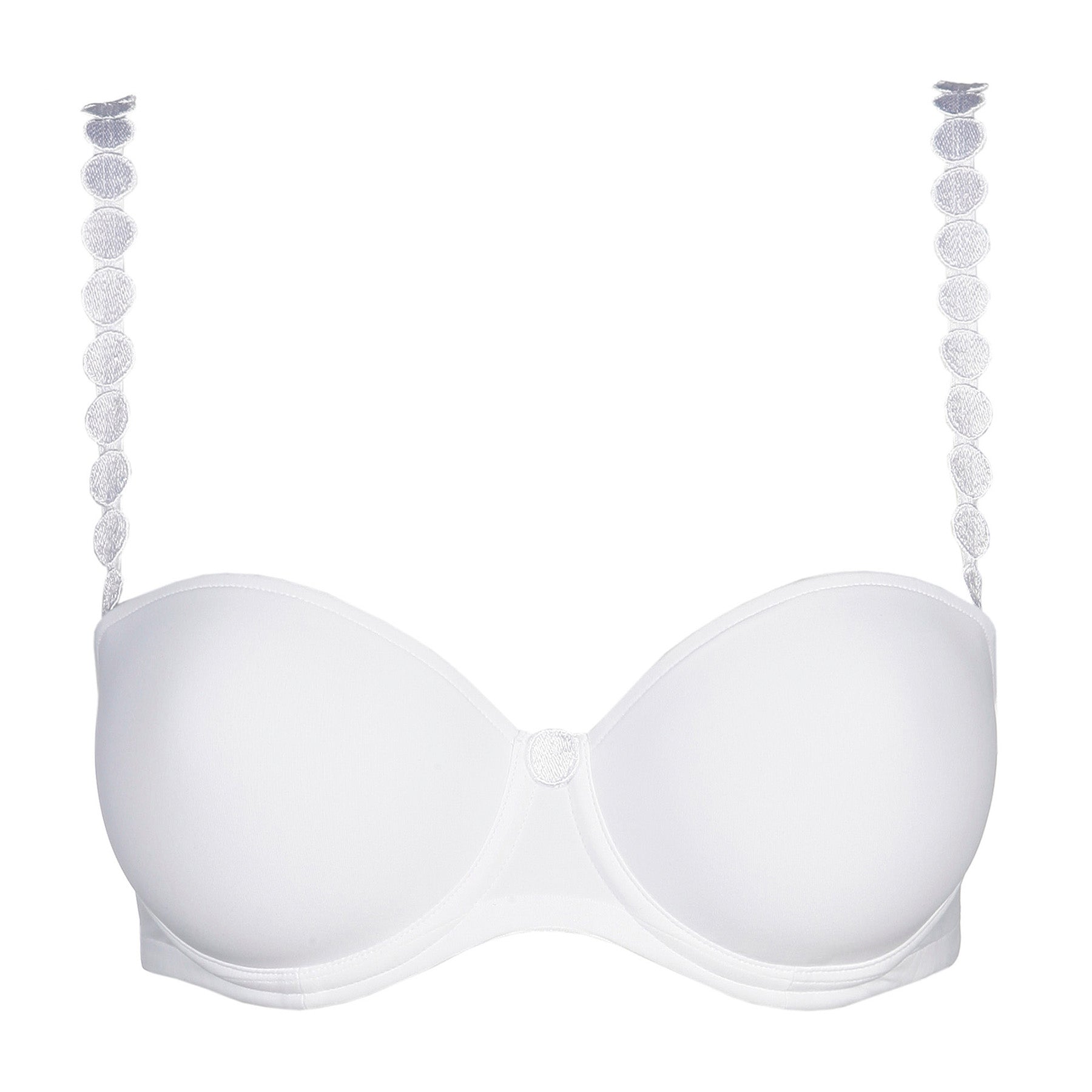 Marie Jo Tom Balcony Bra in White – versatile strapless bra with detachable decorative straps and smooth moulded cups for invisible support.