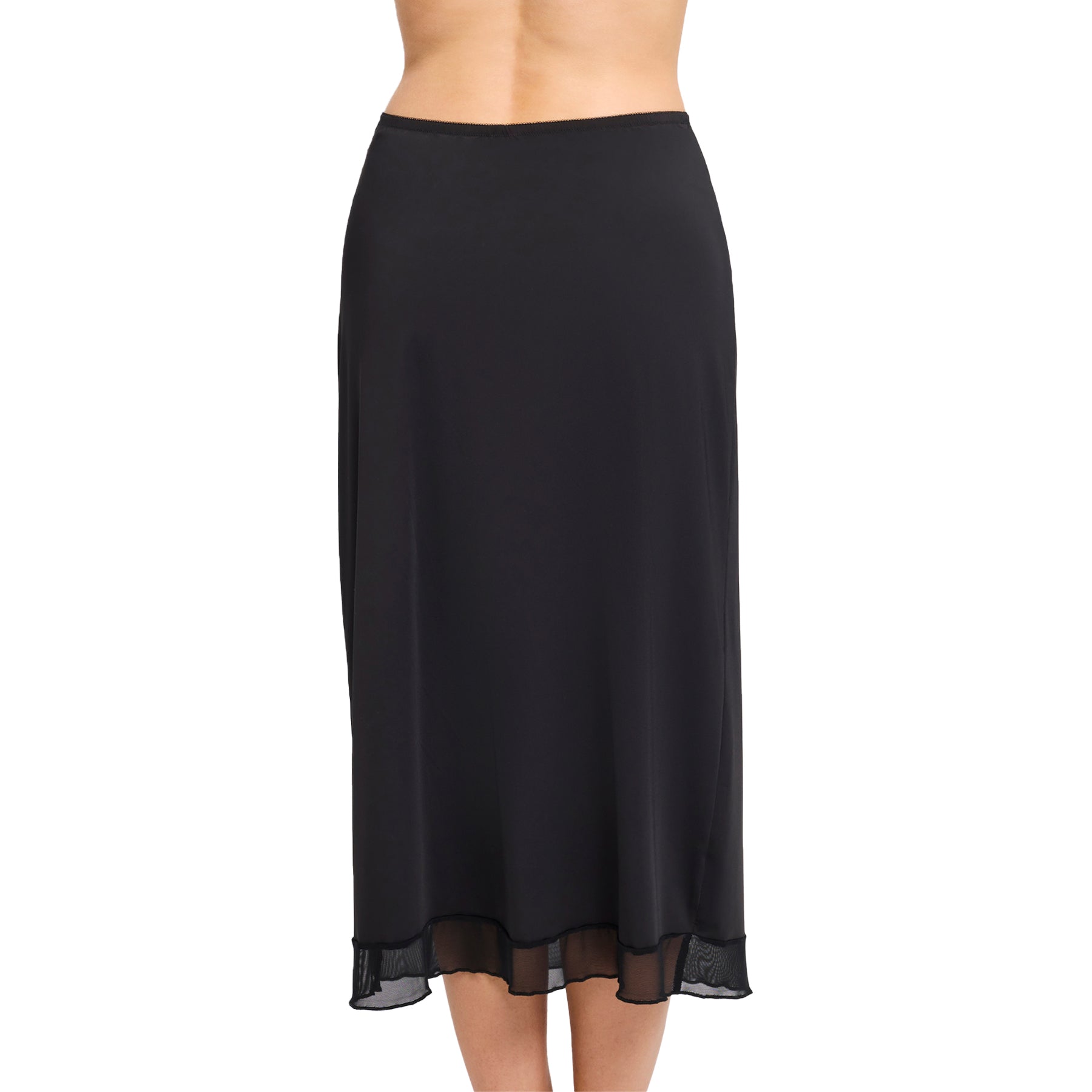 Back view of Montelle 29-inch black slip - smooth microfiber finish.