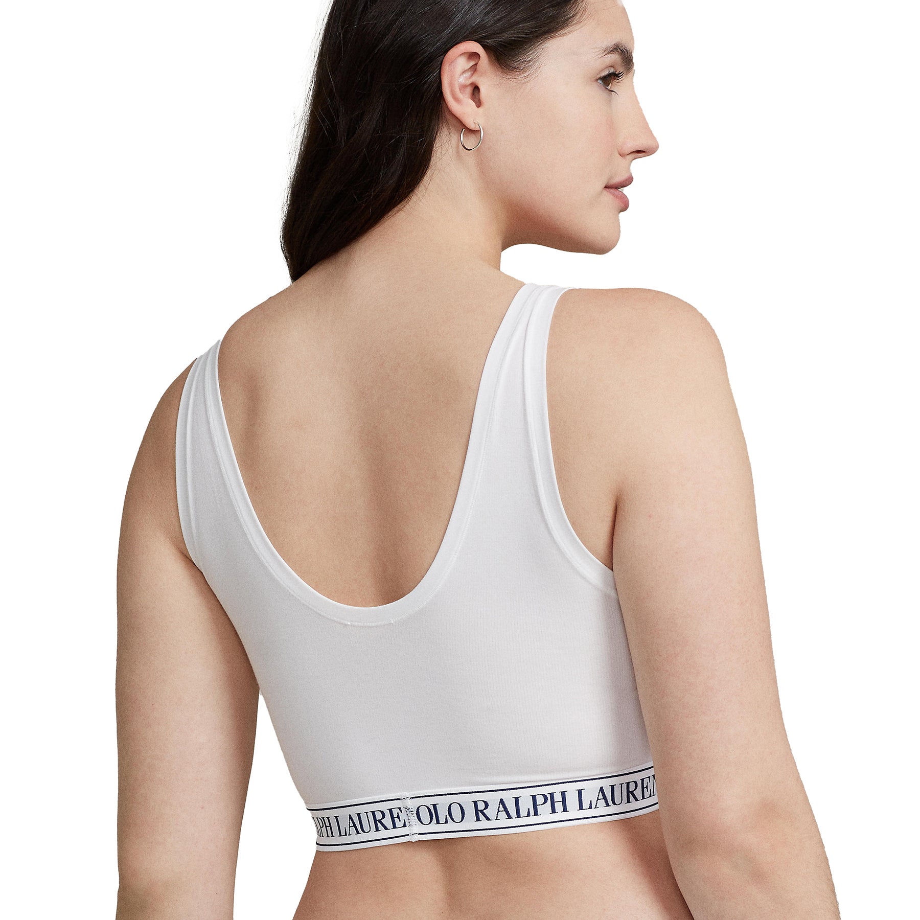 Back view of Polo Ralph Lauren White Logo Cropped Tank Bralette