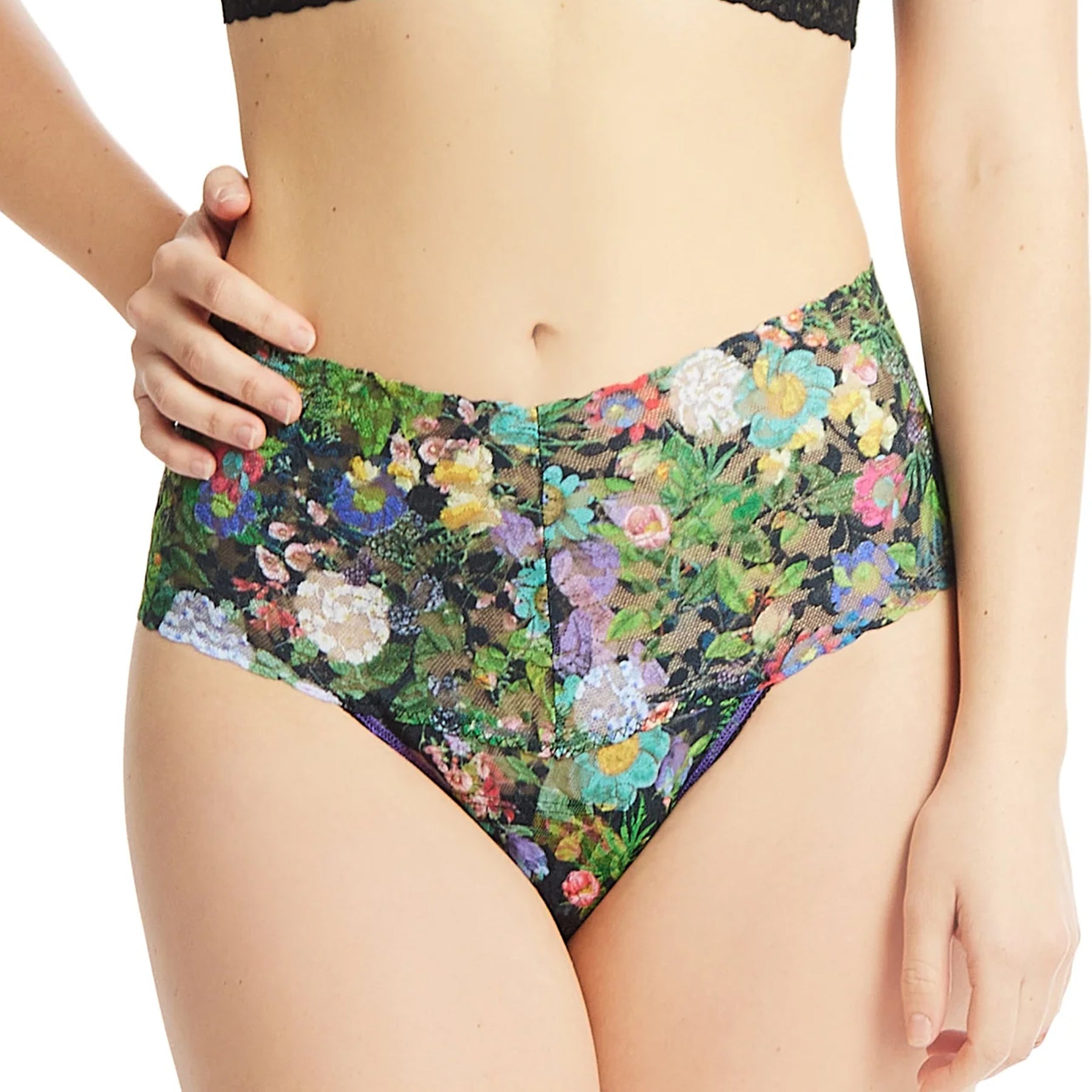 Hanky Panky Printed Lace Retro Rise Thong