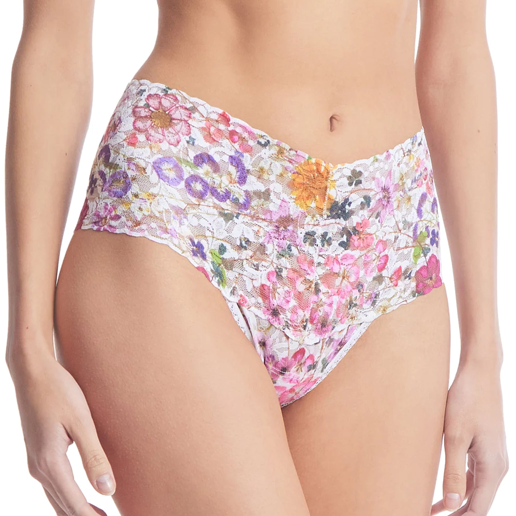Hanky Panky Printed Lace Retro Rise Thong