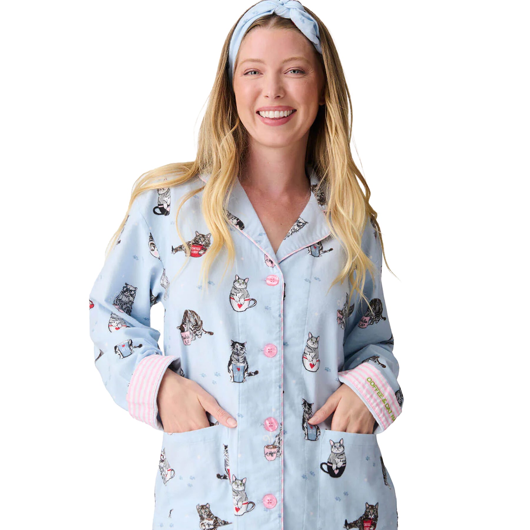 PJ Salvage Coffee & Cat Naps Flannel PJ Set