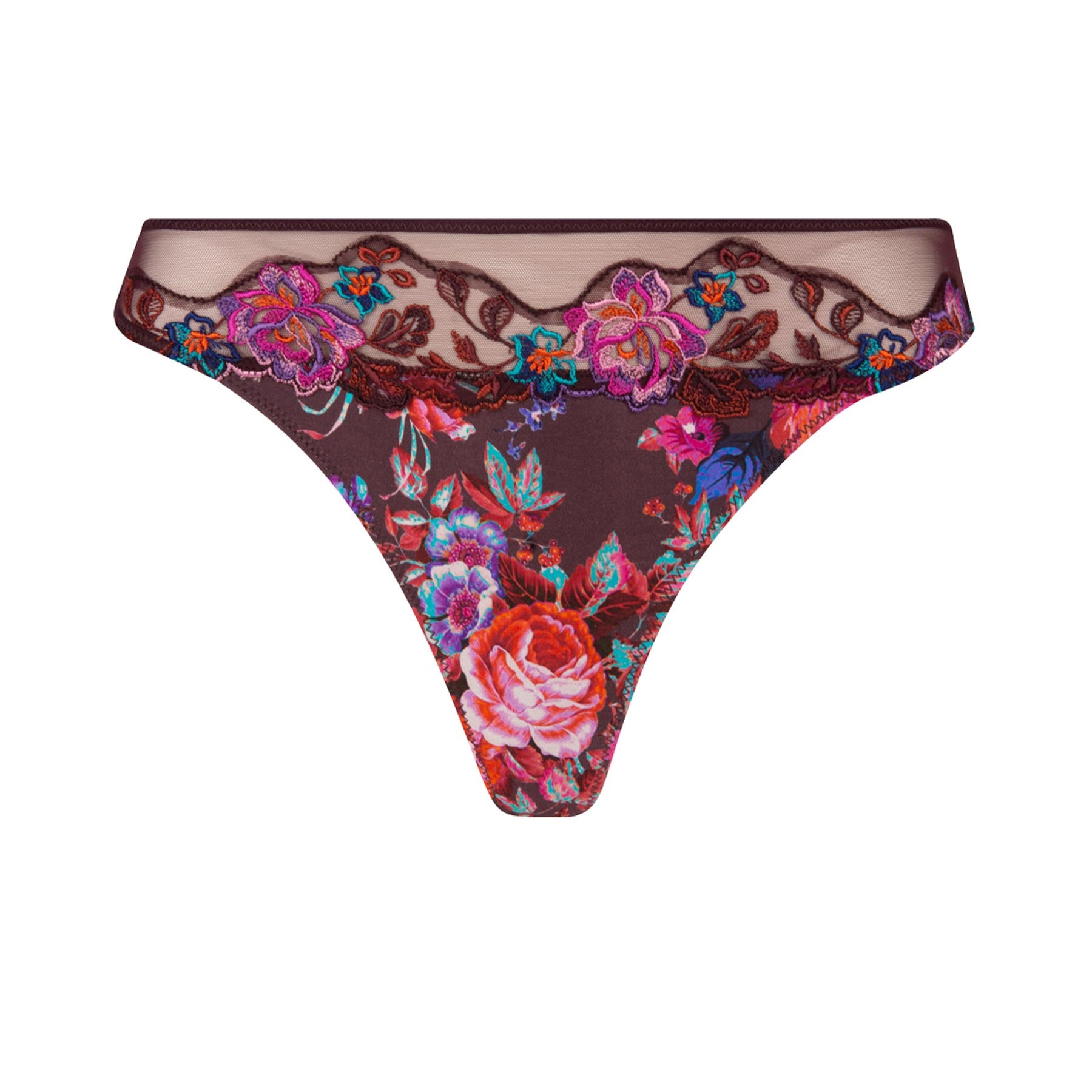 Lise Charmel Dressing Floral Embroidered Tulle Low-rise Briefs in Pink