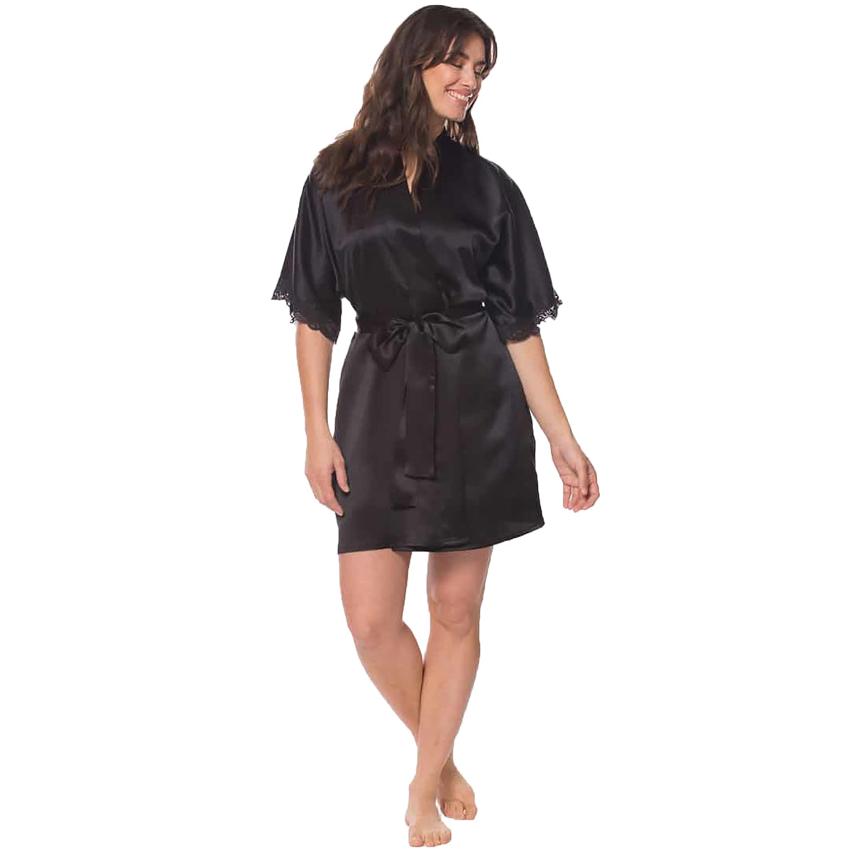 Christine Silk Boudoir Short Robe - Main Image
