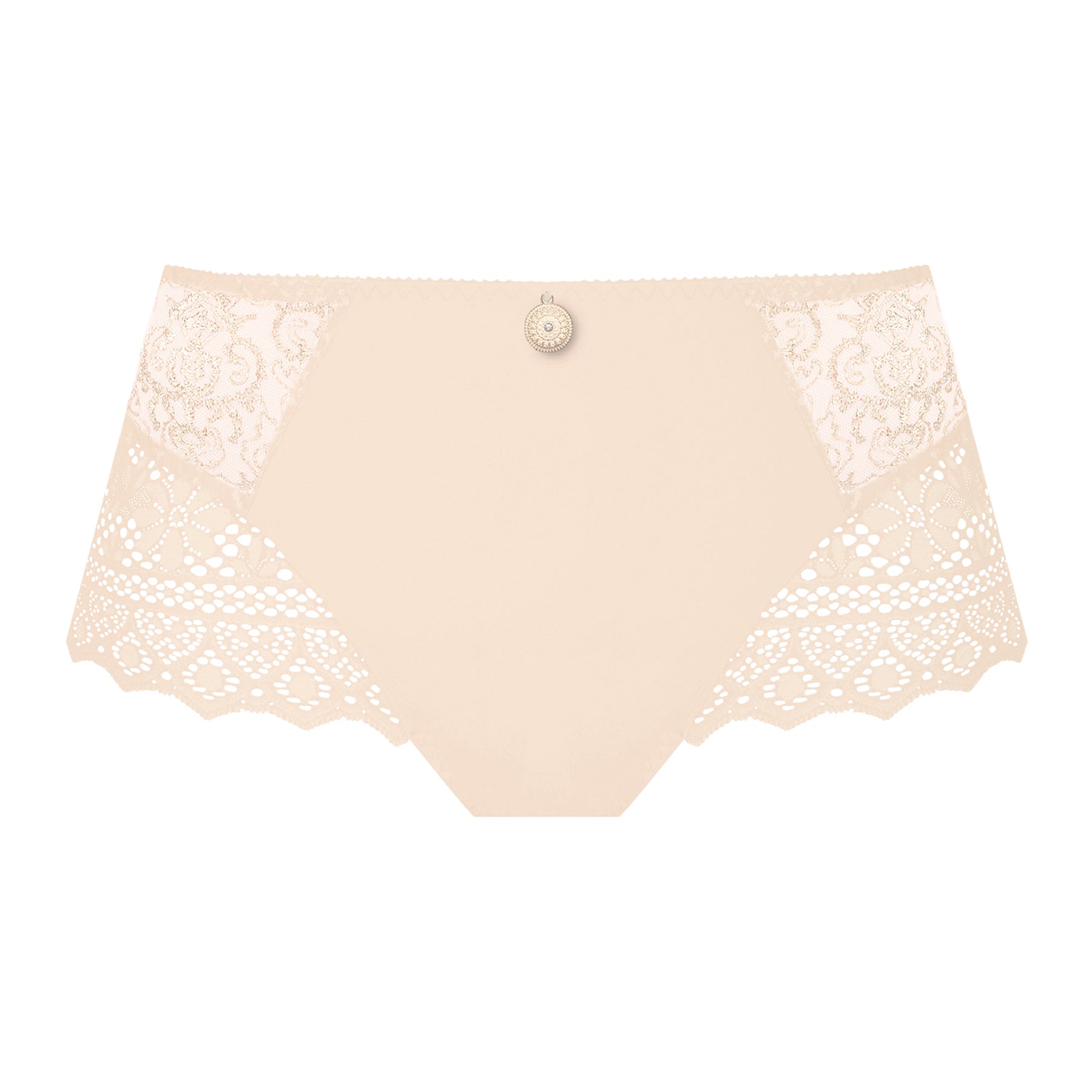 Empreinte Cassiopee full brief style 05151 in creamy beige with smooth front panel and lace sides, front view