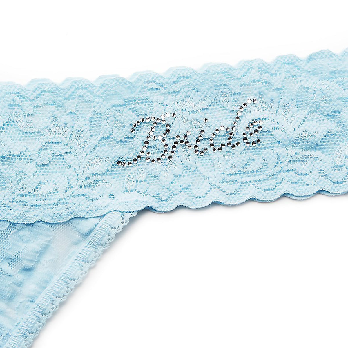 Hanky Panky "Bride" Crystals Original Rise Thong in Powder Blue 481141