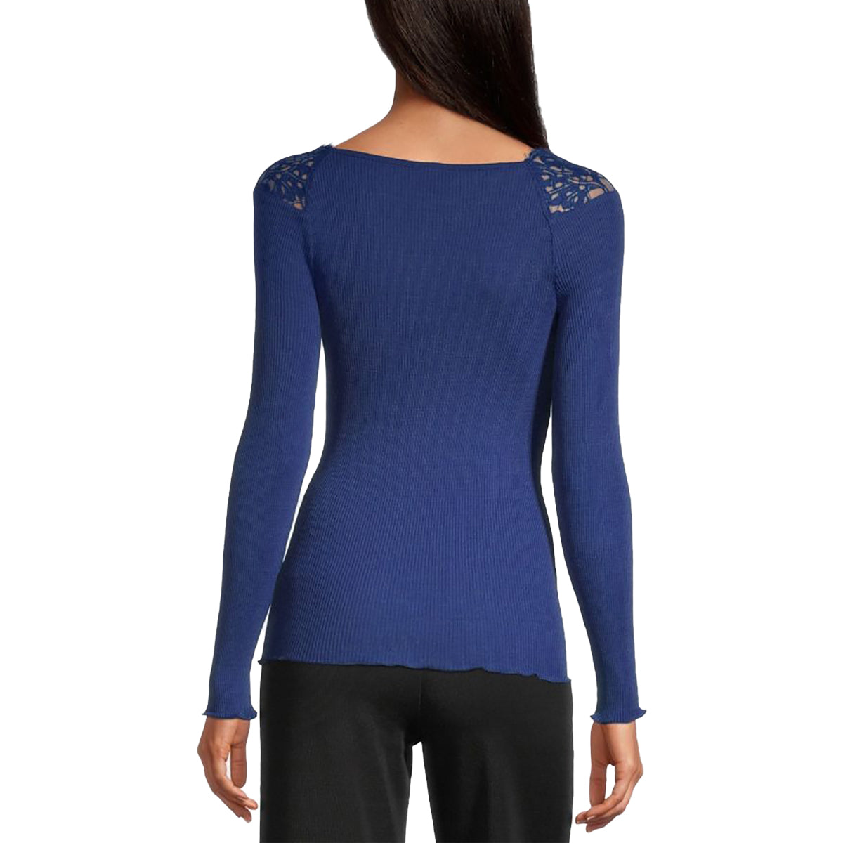 Oscalito LS Wool & Silk Top w/ Leavers Lace