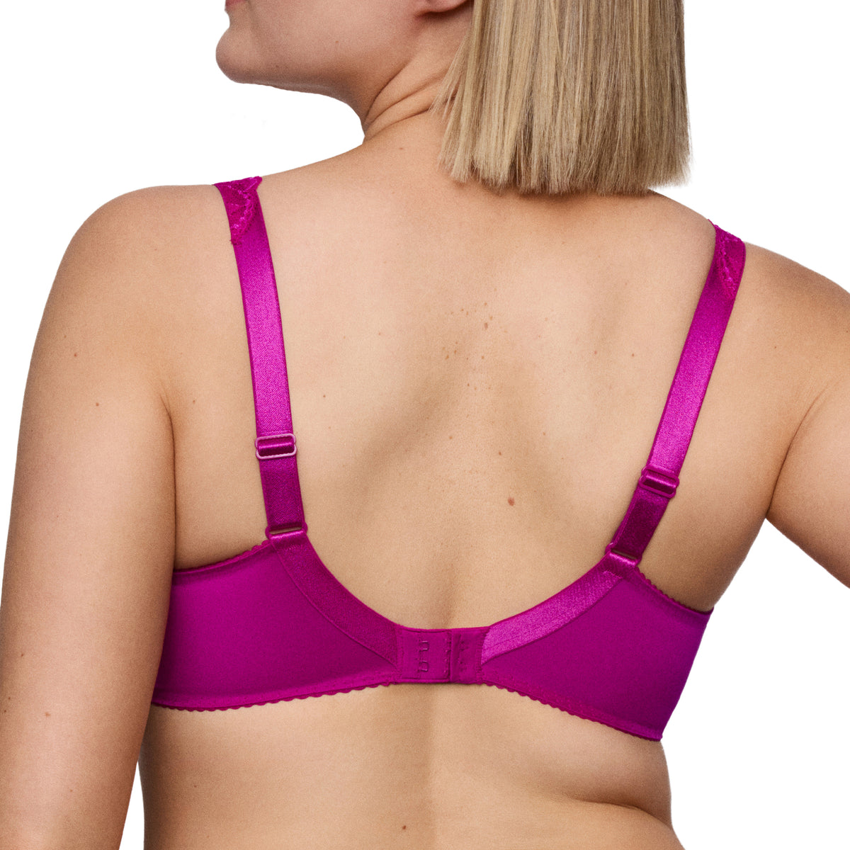 Back view of the PrimaDonna Madison Wild Rose bra showing adjustable straps, smooth supportive band and hook-and-eye closure.