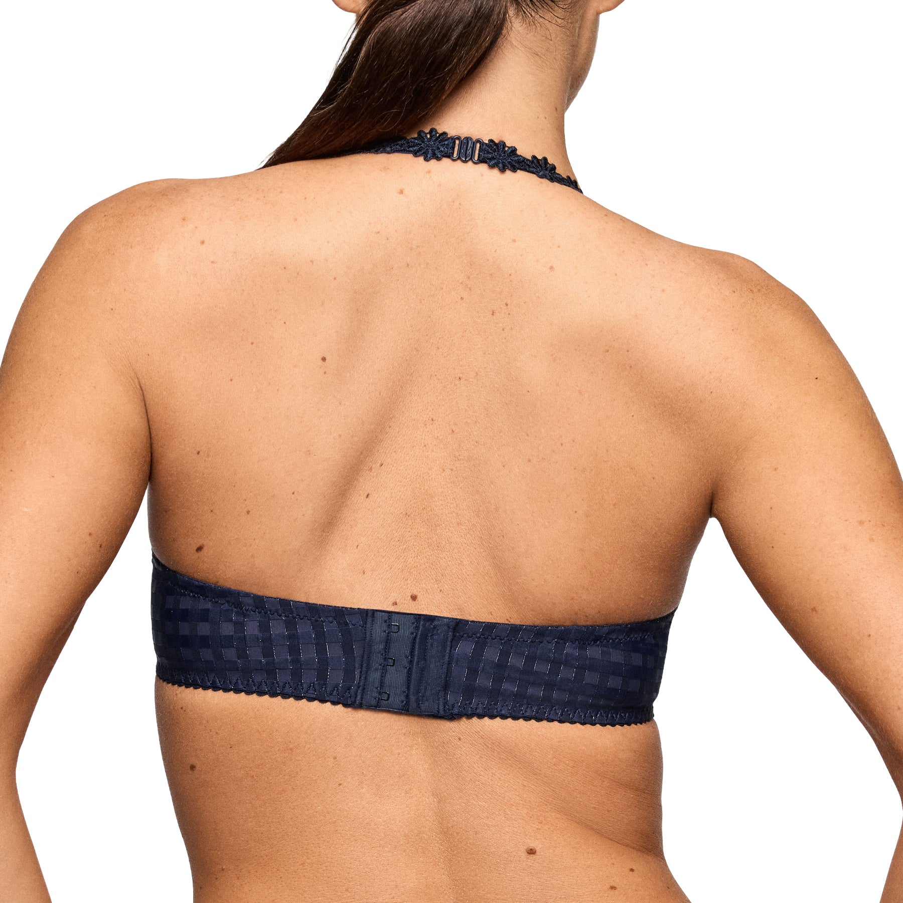 Marie Jo Avero Padded Heart Shape Bra and matching thong in Velvet Blue full body front view